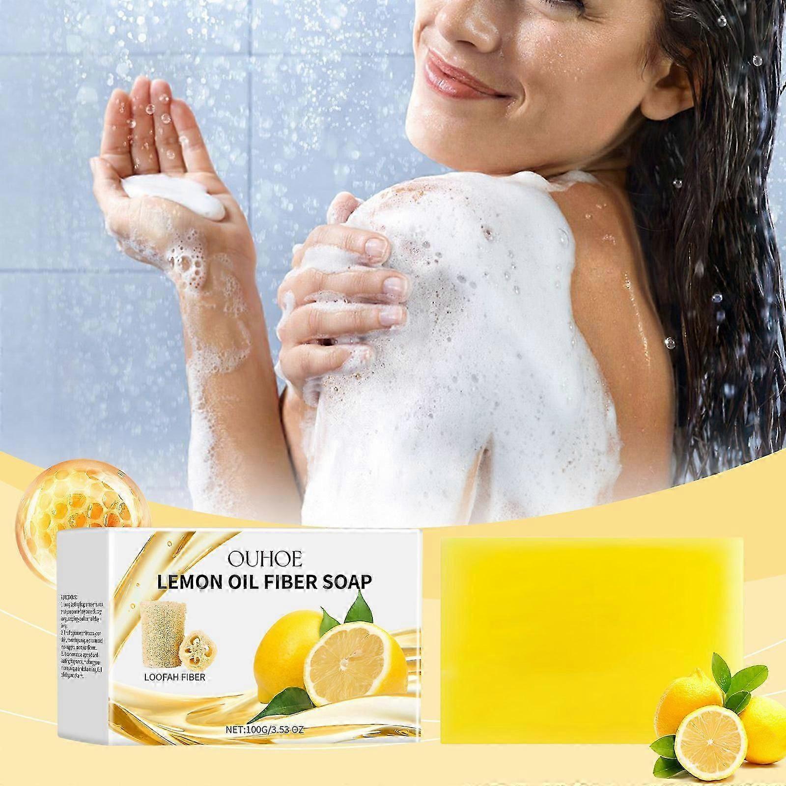Brightening Lemon Soap with Vitamin C, Lemon Myrtle Oil, Lemon Soap Bar with Organic Shea Butter, Ideal for All Skin Types