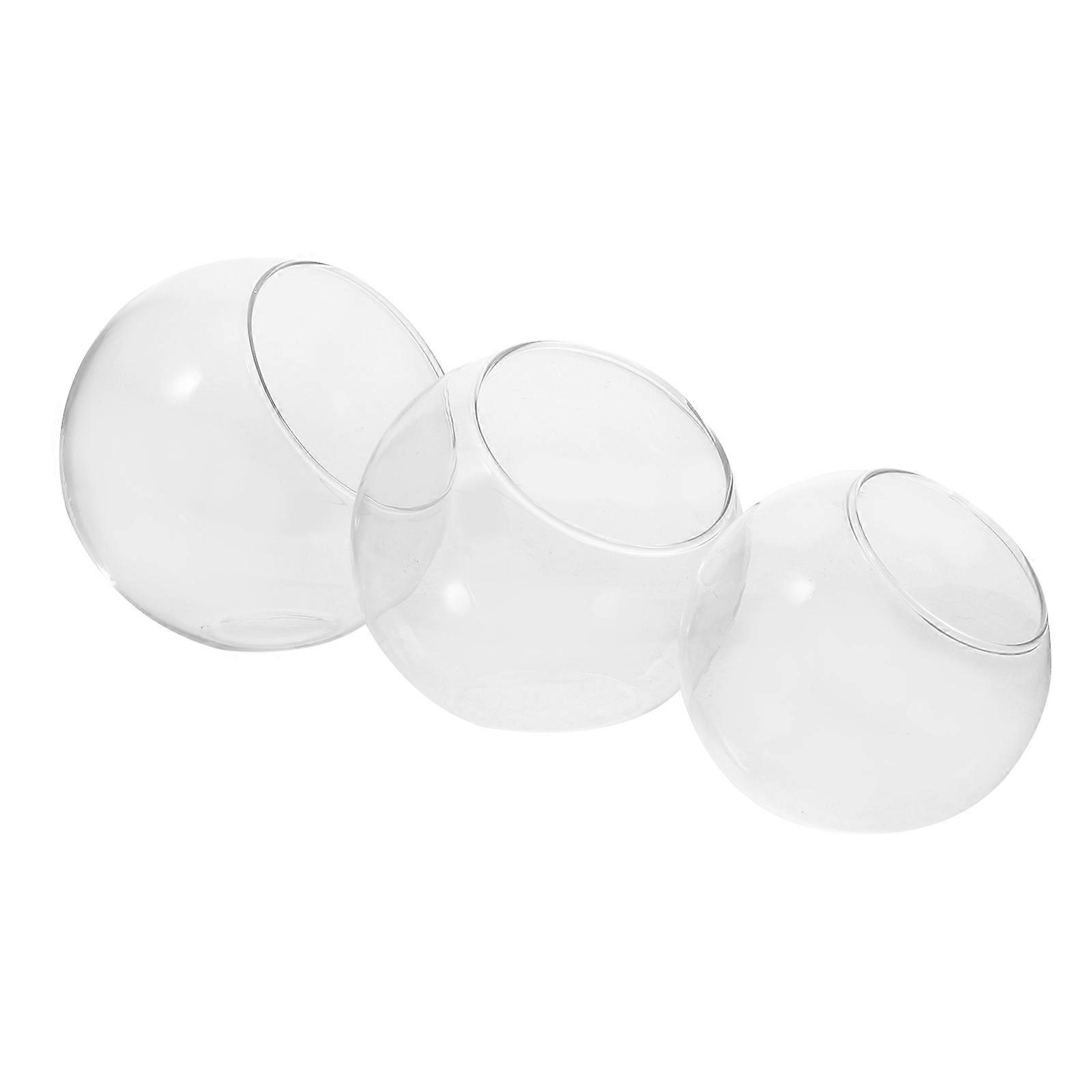 3pcs Transparent Glass Storage Containers for Small Decorations with Oblique Mouth Design