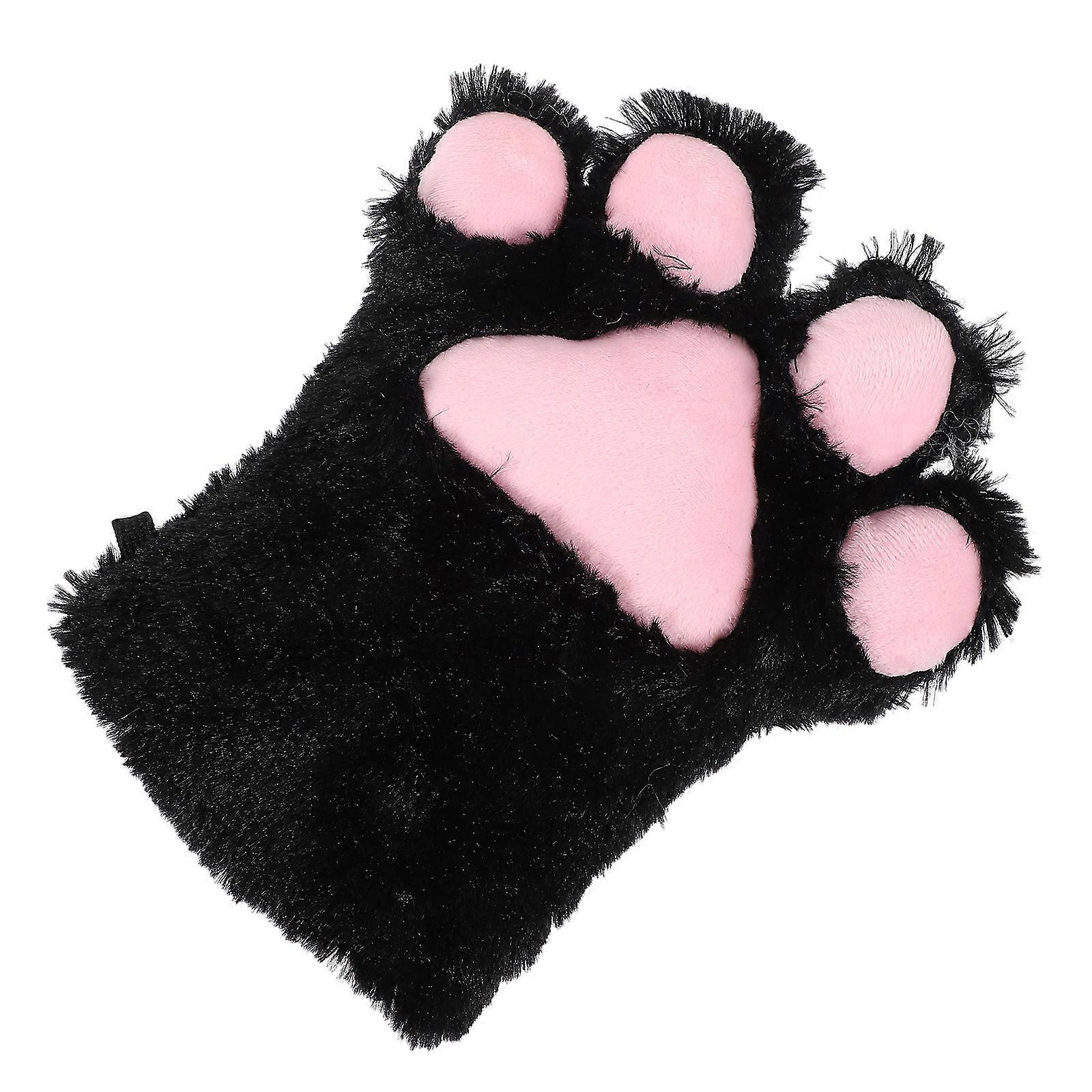 Småbørn Handske Plys Kat Klohandske Cosplay Ydeevne Håndovertræk Børn Varm Handske Sort Bjørn Klo Form Sødt Design Til Piger 1Pak