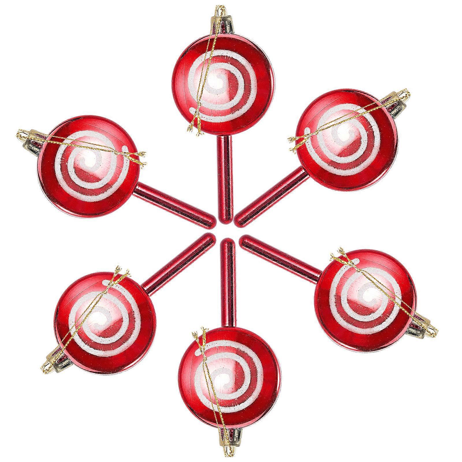 Candy Themed Ornaments Plastic Mini Pendants Christmas Tree Decorations Xmas Tree Ornament 10x5cm 6Pcs