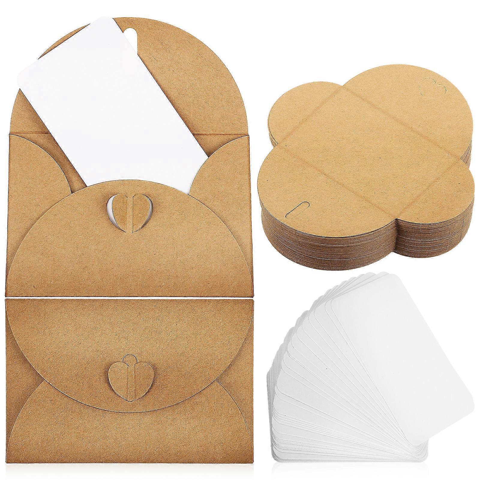 Small Envelopes and Paper Blank Cards Heart Closure for DIY Thank You Cards Invitation Holiday Cards 1Set