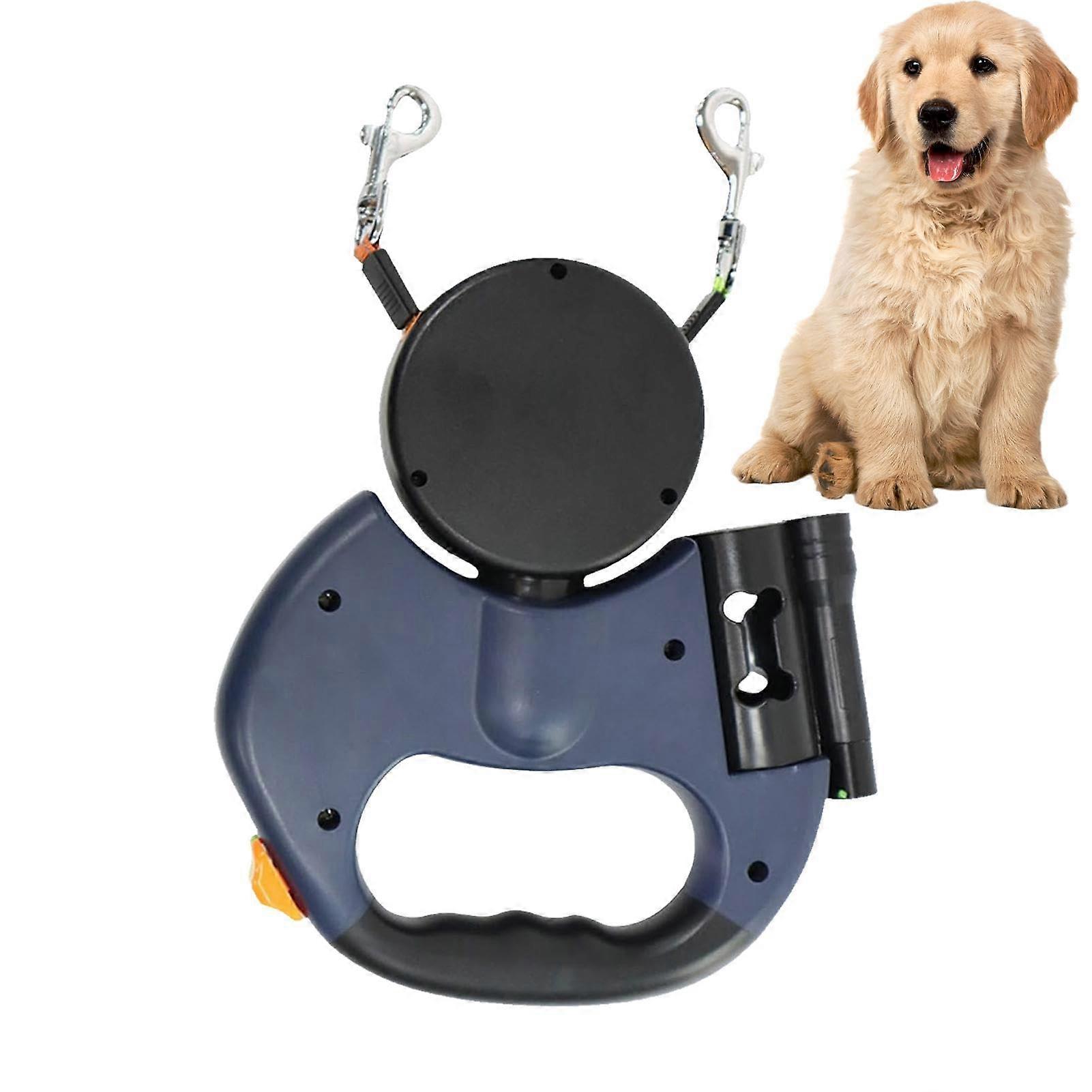Dog Leash Retractable, Reflective, Automatic Untangle, Ergonomic Handle, Heavy-Duty Material, S M L, Blue