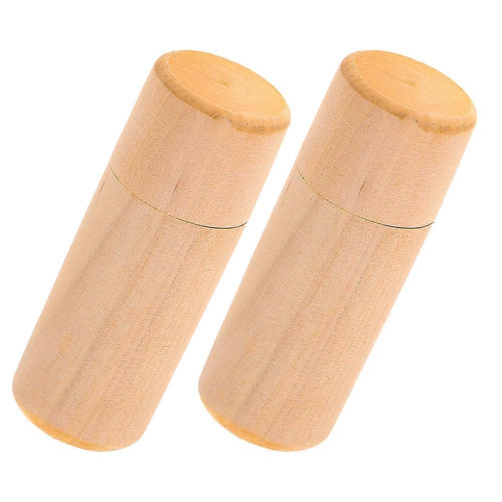 Essential Oil Storage Box Wood Cylinder Case For Travel Home Use 9.80X3.80X3.80CM Protection Portability 2Pack