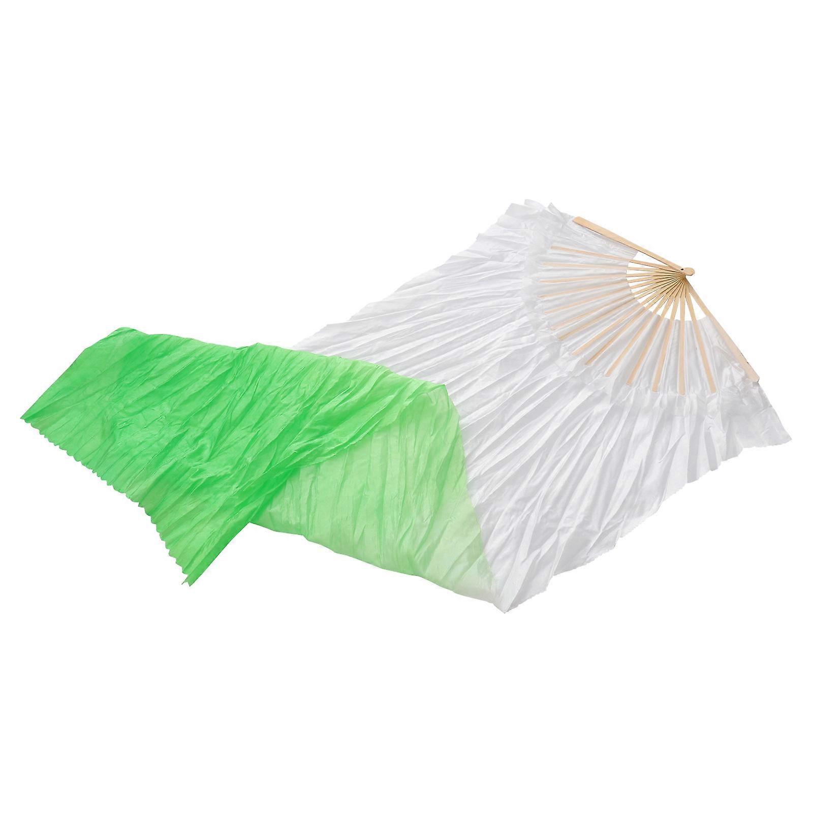 Elegant Lengthened Silk Folding Fan with Gradient Color, Bamboo Ribs for Women, Ideal for Belly Dance, Weddings and Parties