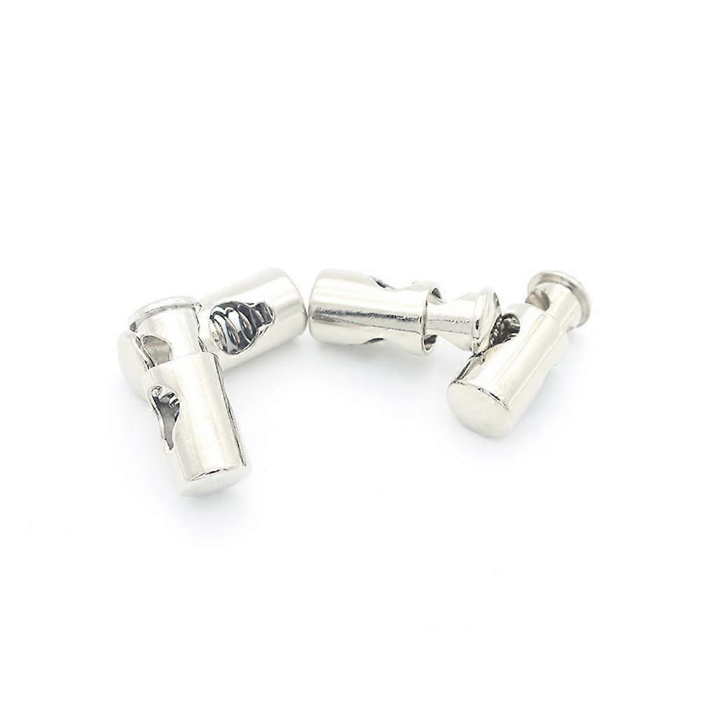 50pcs Spring Toggle Buckle Cord Locks with Single Hole Stopper Buttons (Silvery White)