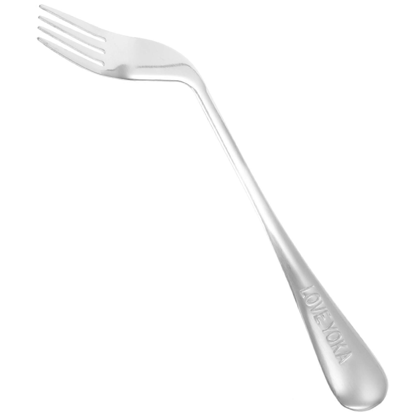 Old Man's Elbow Fork - Weighted Stainless Steel Utensils, 20x7.5cm Angle Fork for Seniors, Portable Cutlery for Disabled