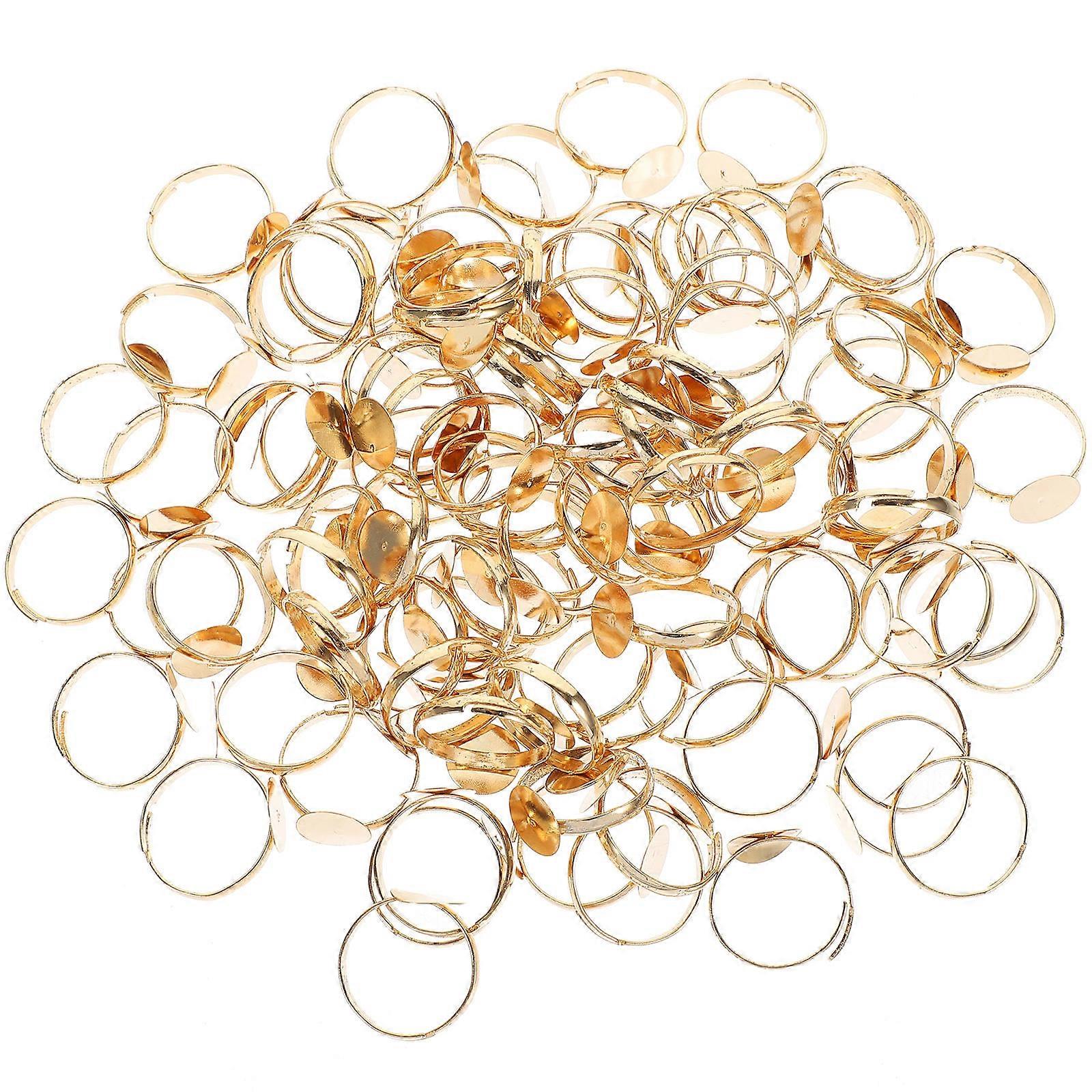 100Pcs Ring Blank Bases Adjustable Bezel Trays for DIY Jewelry Making