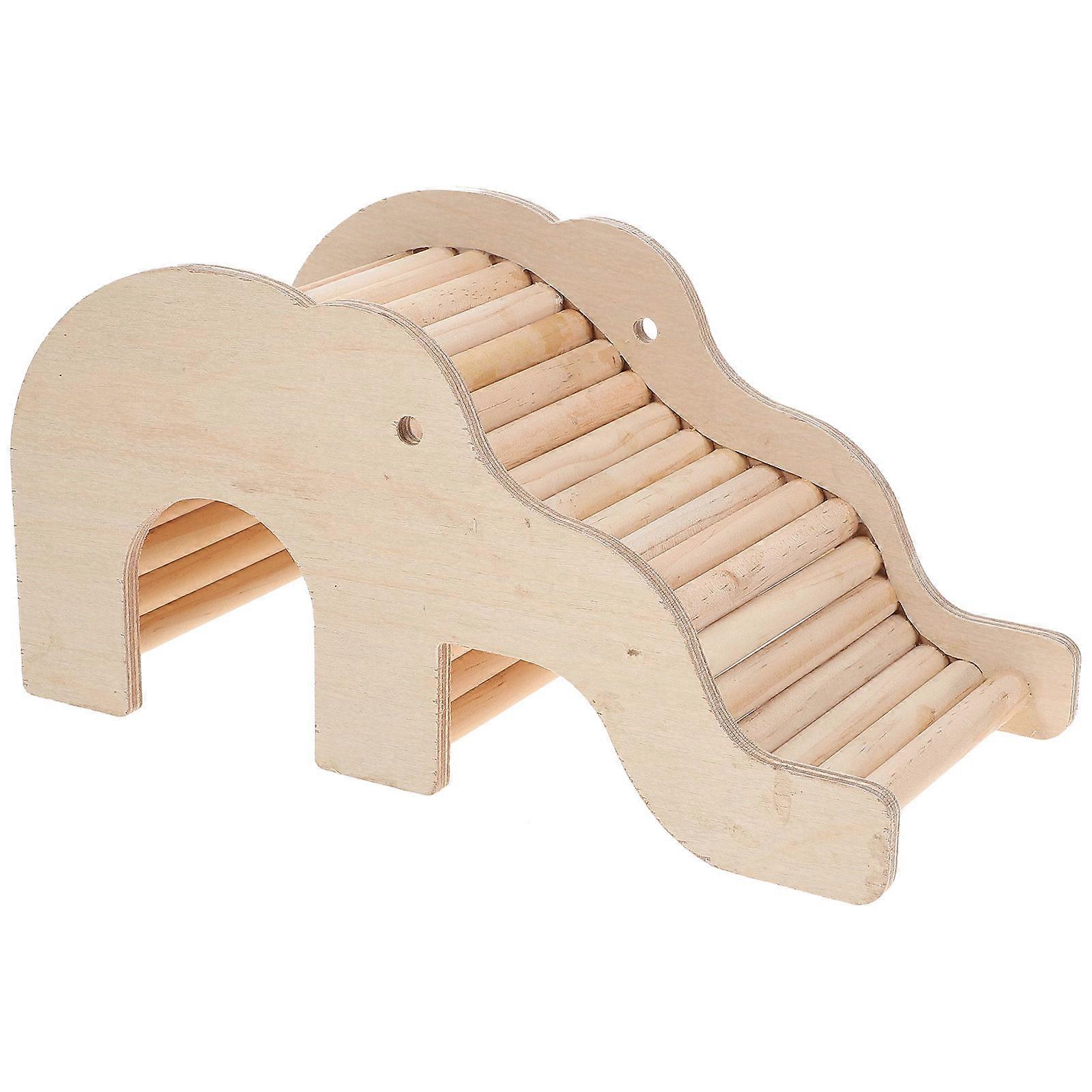 Beige Wooden Hamster Hideout House Durable Safe Toy for Small Pets Fun Climbing Nest 12.5 x 8 x 10 inches