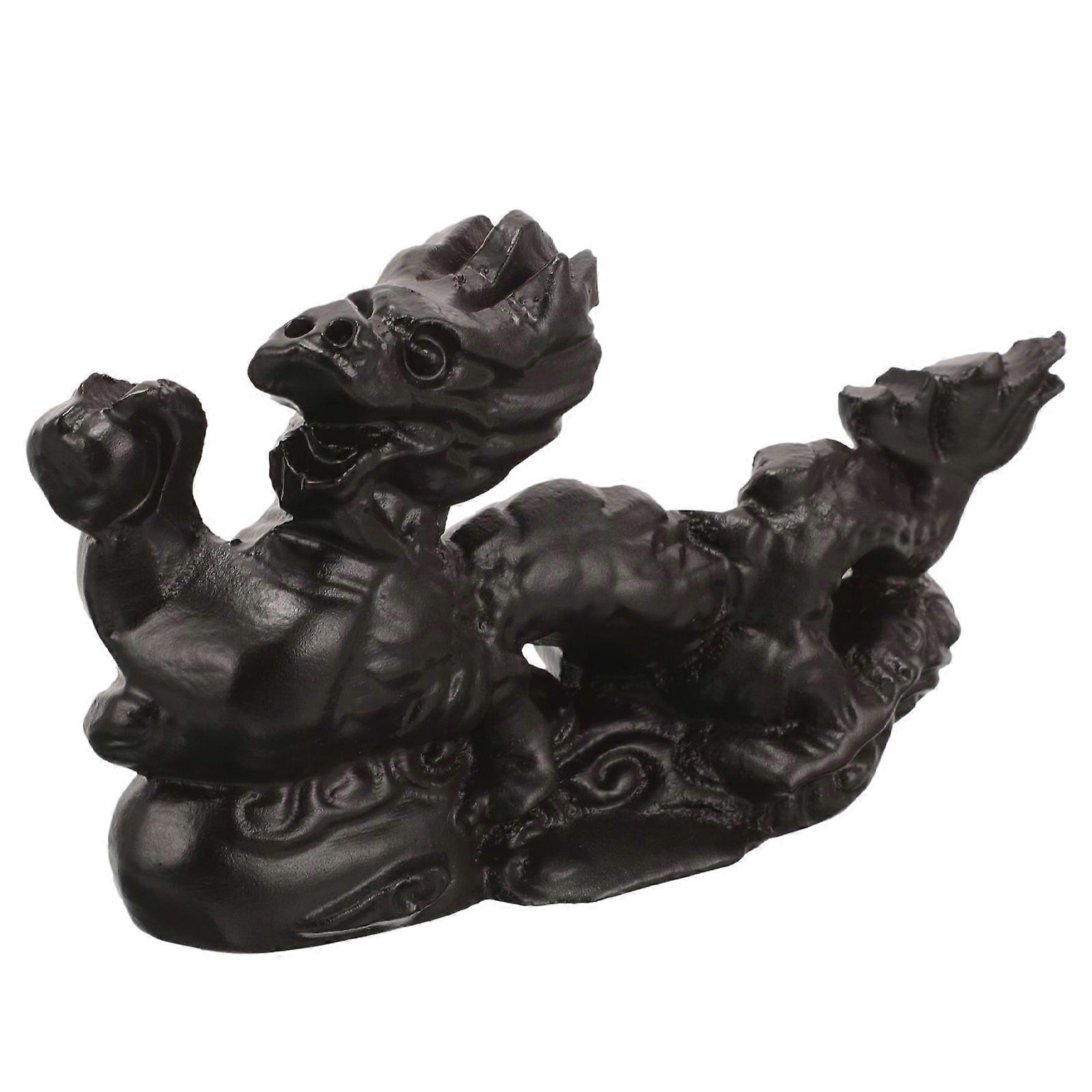 Black Wooden Dragon Statue for Home Decor with Lifelike Design and Attention to Detail 6 inches