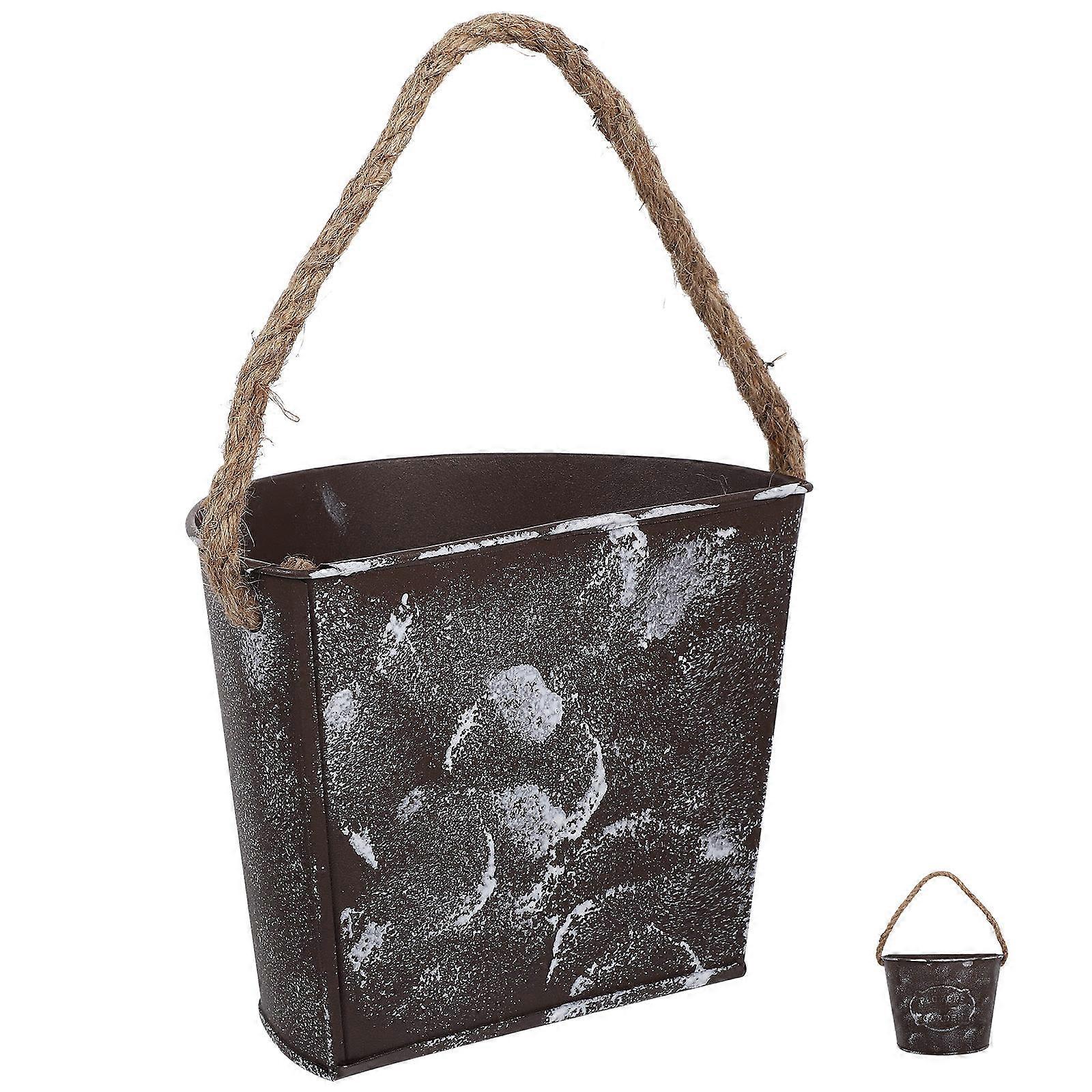 Retro Iron Wall Mounted Flower Pots with Hemp Rope for Indoor Balcony Succulent Display and Vertical Garden Decoration
