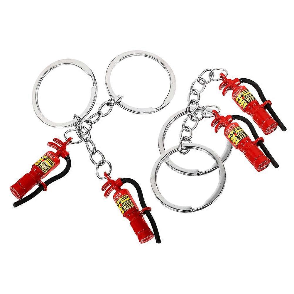 Firefighter Key Ring with Extinguisher Charm Made of Zinc Alloy for Hanging Keys 4pcs Red Color