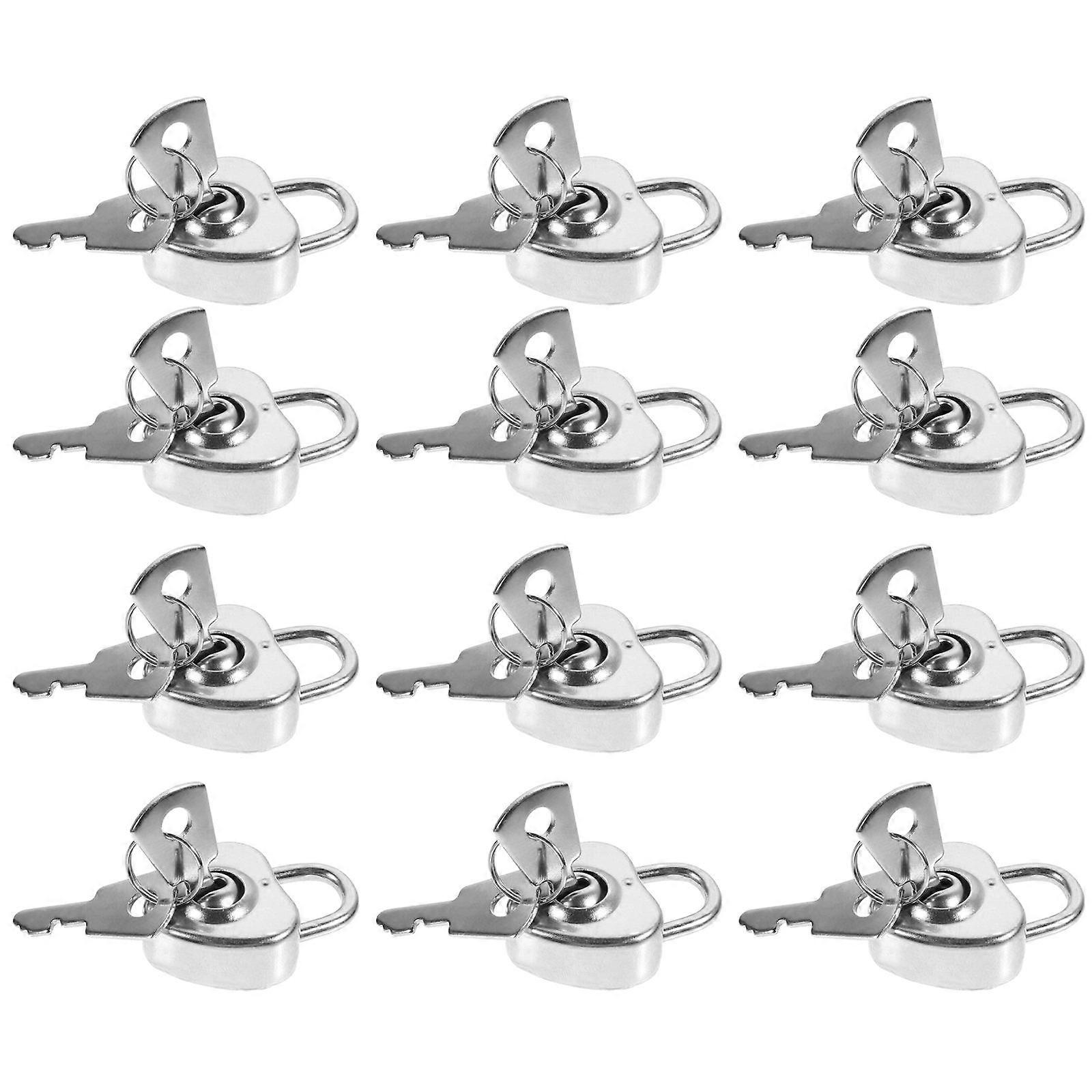 Mini Heart Shape Padlock 12Pcs Drawer Lock Ideal For Cabinet Use With Durable Silver Rust Proof Iron Material