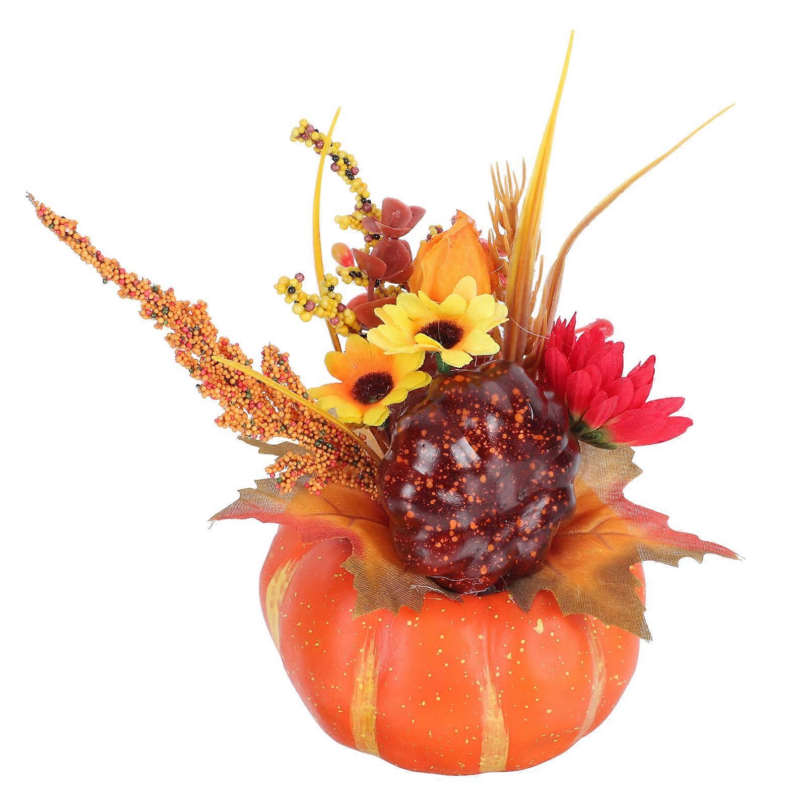 Fall Thanksgiving Centerpiece Round Pumpkin Adornment Home Decor 7.86x3.93x3.93In Wide Range Function 1Pc