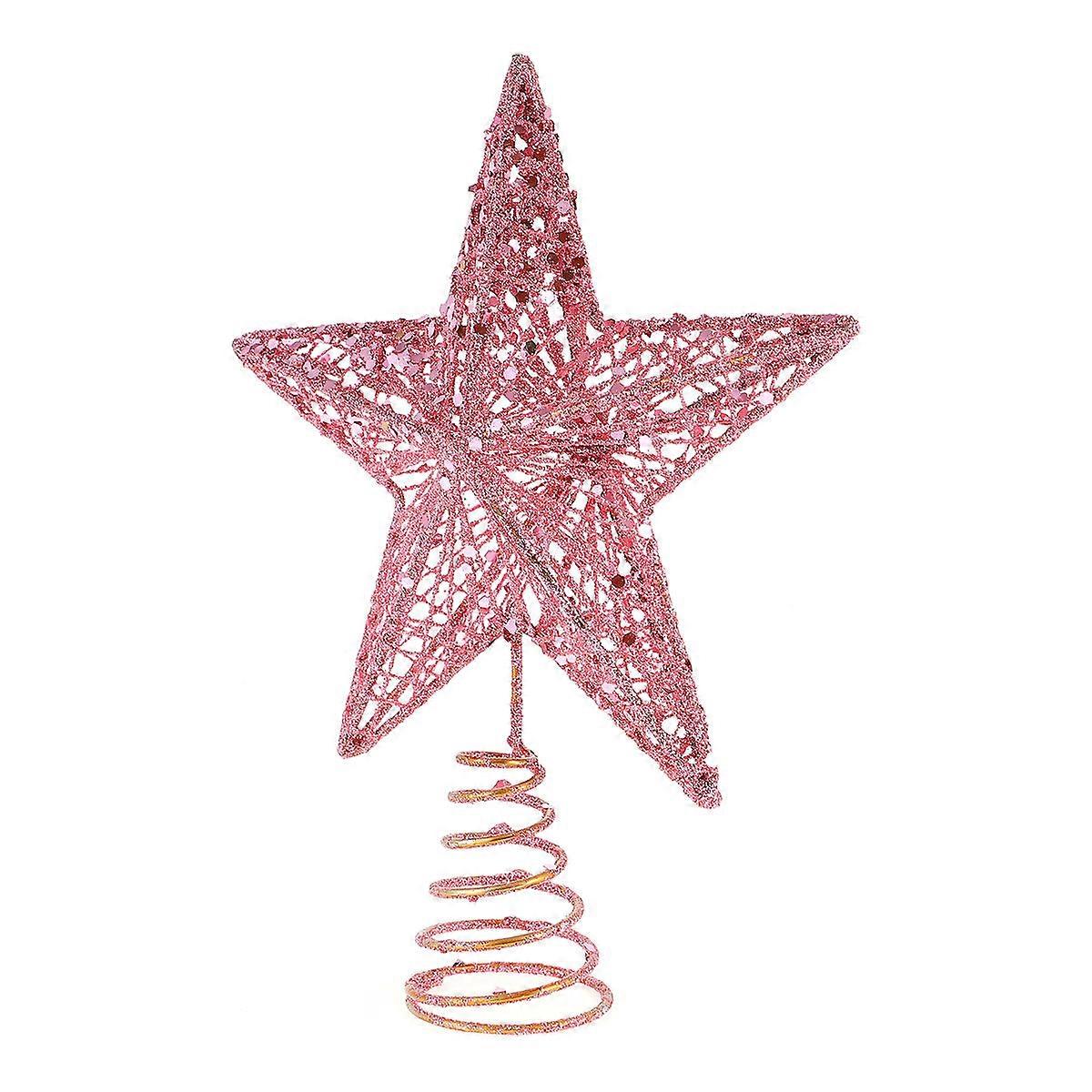 Star Tree Topper For Christmas Tree Decoration In Pink Color With Elegant Design 1Set