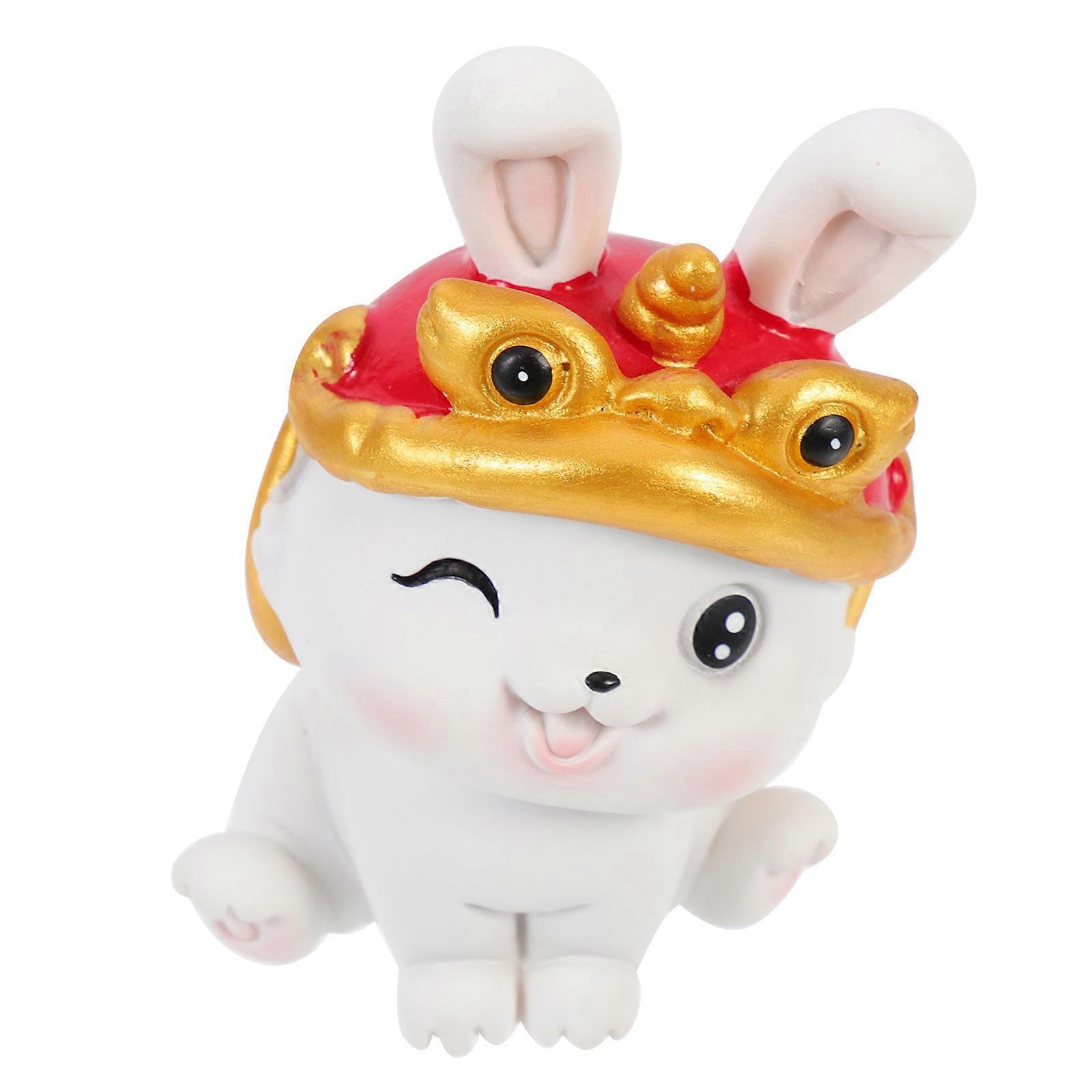Cartoon Rabbit Figurines Year Of The Rabbit Decoration Diy 7.50X6.00X4.80CM For Office Decor 1 Piece