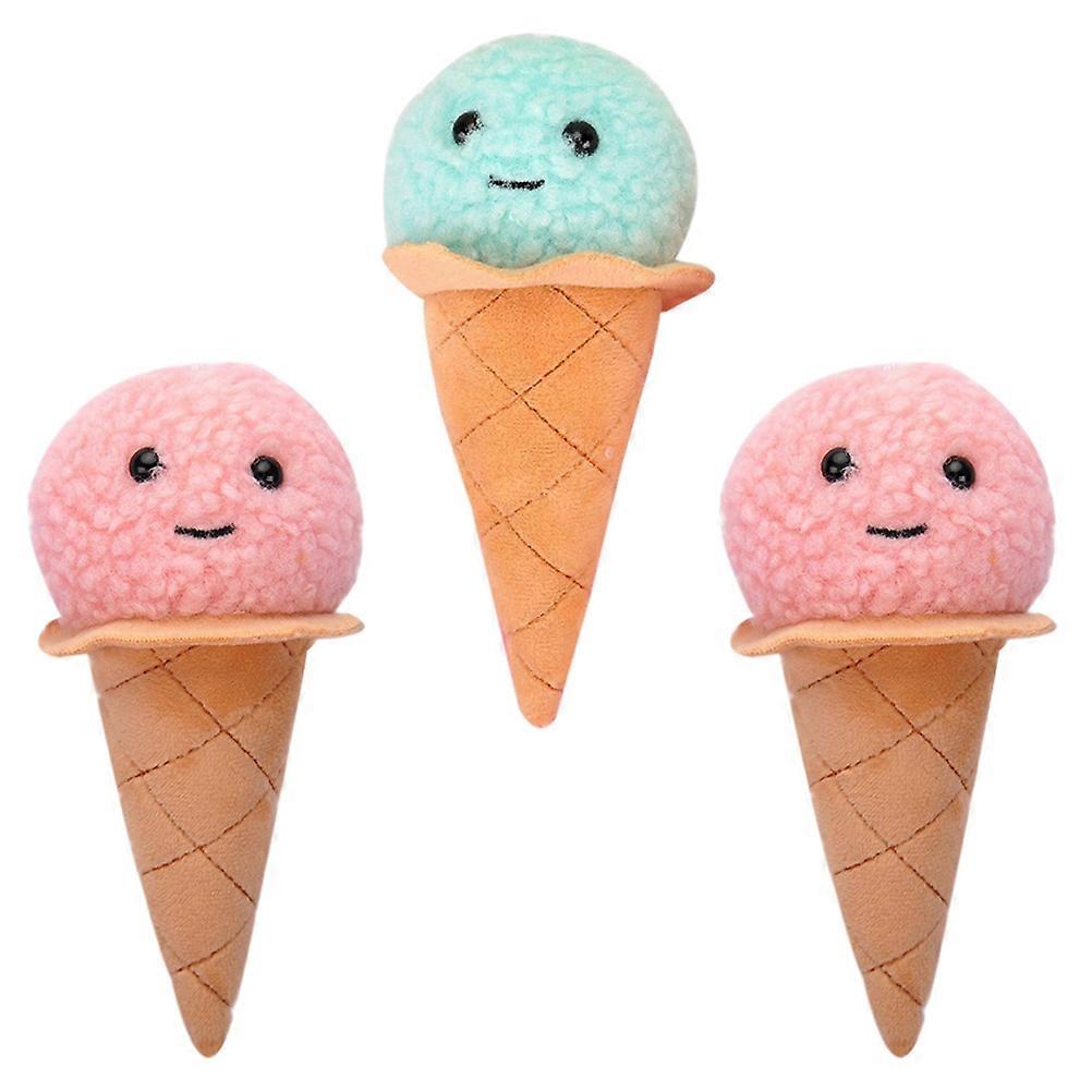 Stuffed Ice Cream Pendant for Bag Hanging Decor 3Pcs Plush Ice Cream Key Chain
