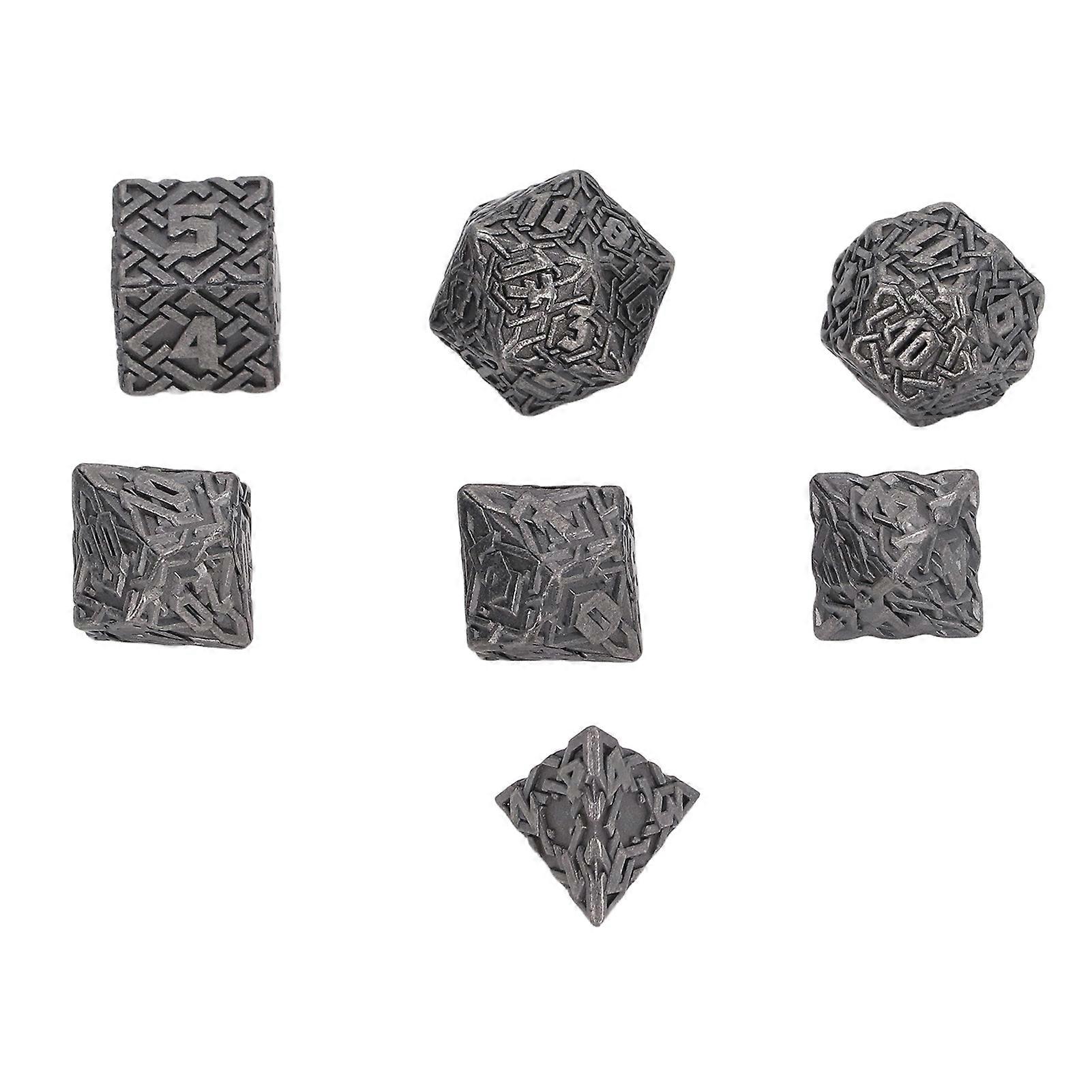 7pcs Metal Dice Set Portable Long Lasting Large Numbers Engraved Solid Board Game Polyhedral Dice