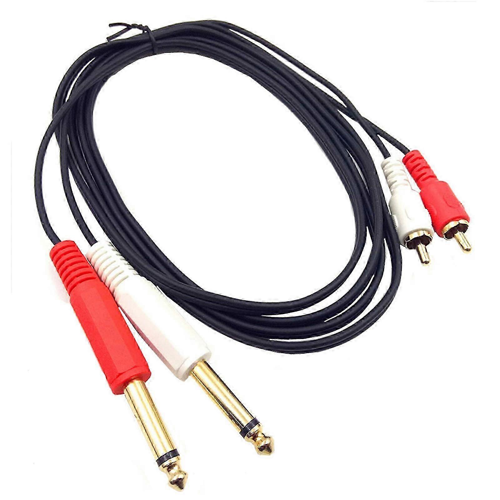 Câble RCA vers 1/4 Audiophile Plaqué Or Double Mono 1/4 pouce vers Audio RCA double