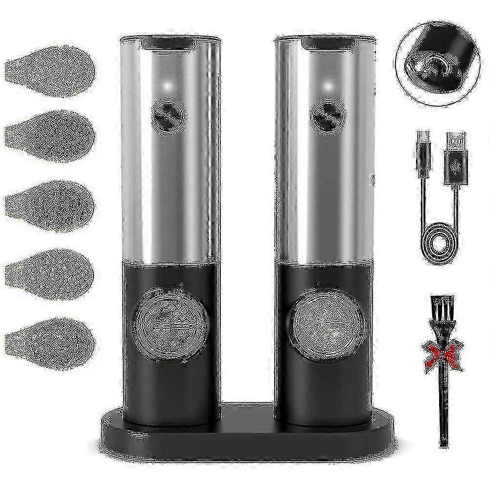 Rechargeable Electric Salt & Pepper Grinder Set with USB Charging Base - Walkbee 786