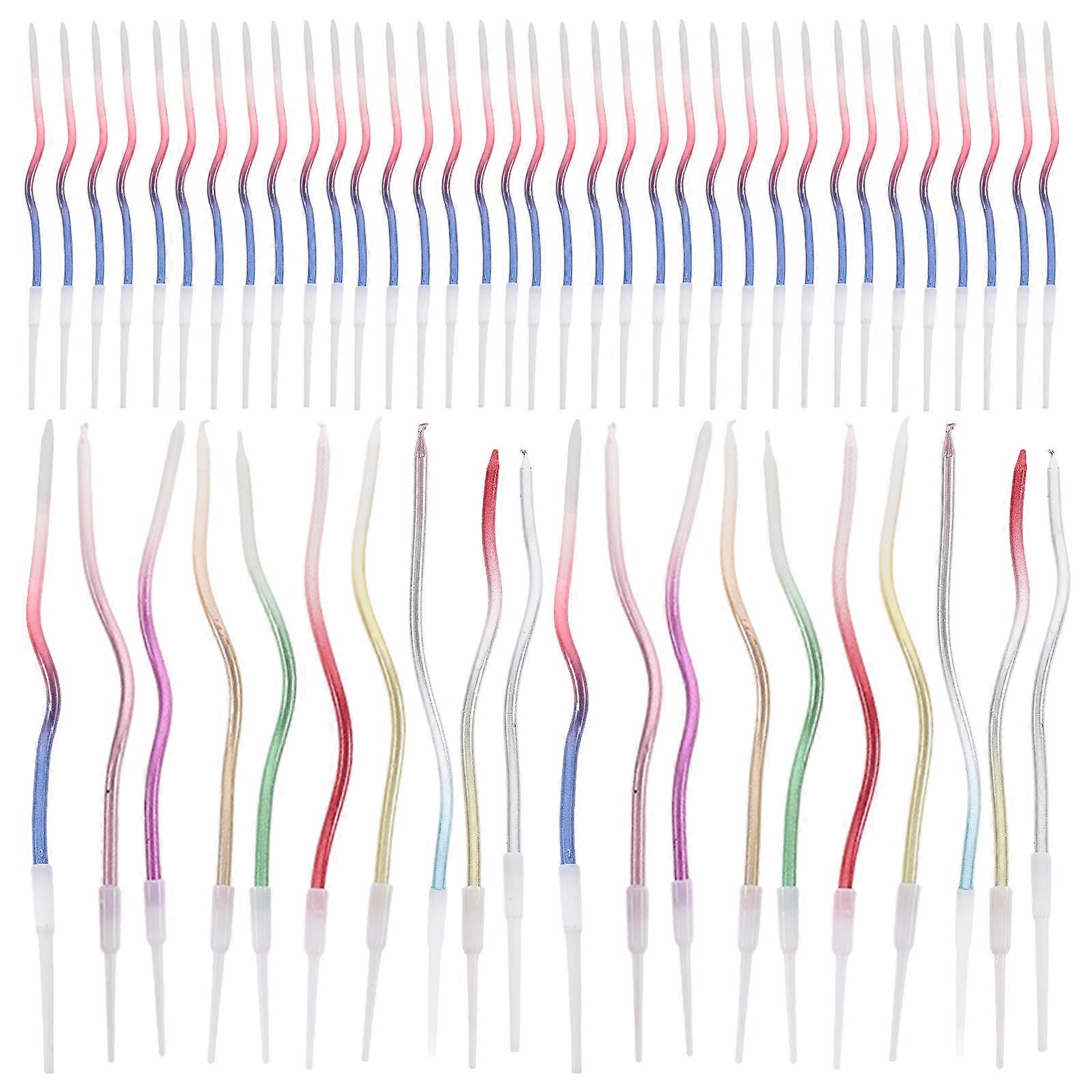30pcs Spiral Wave Birthday Candles Metallic Gradient Decor For Cake Wedding And Party Decorations Including