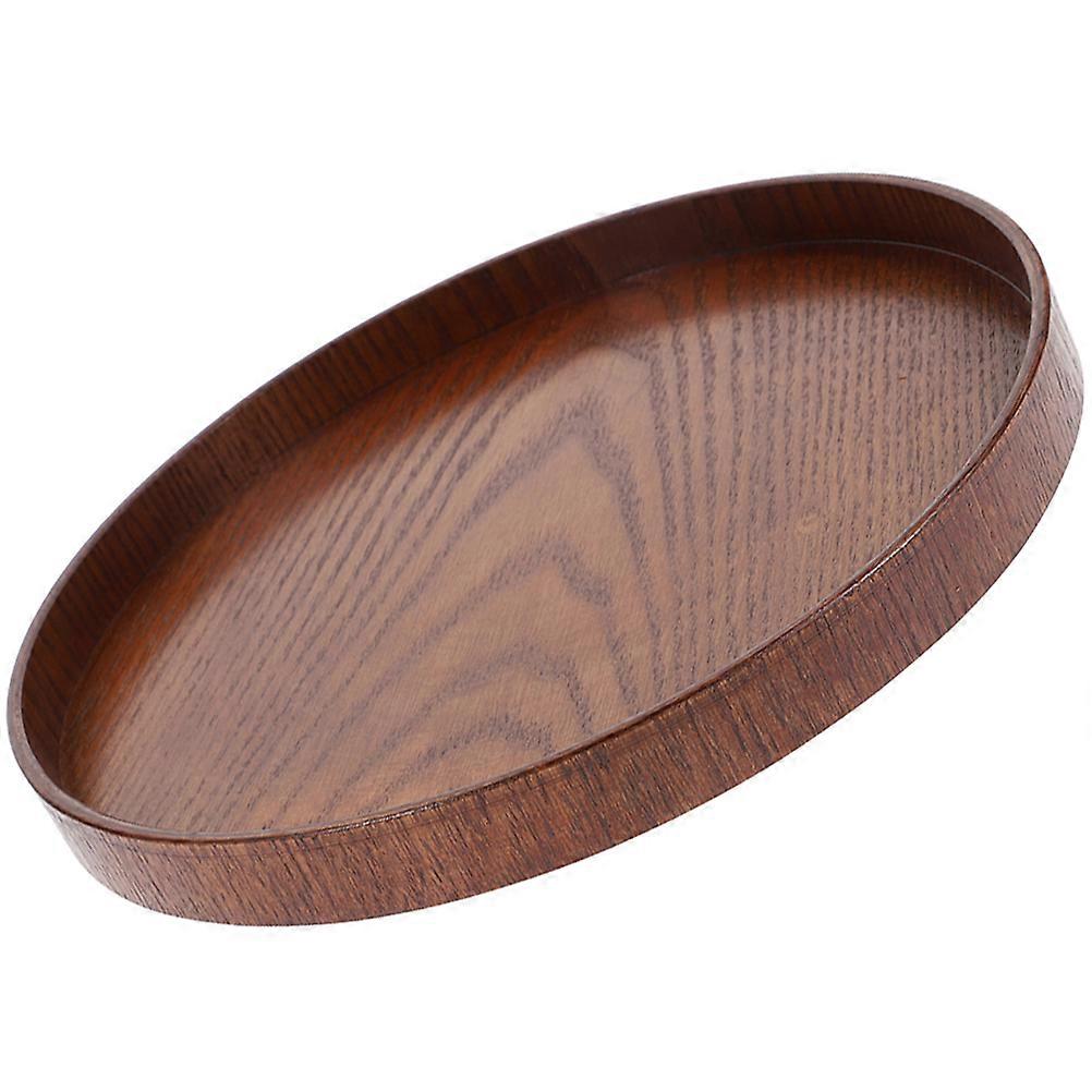 Wooden Round Tray for Storage Light Brown Serving Tray for Cake Desserts Wine or Jewelry 11.8 Inches