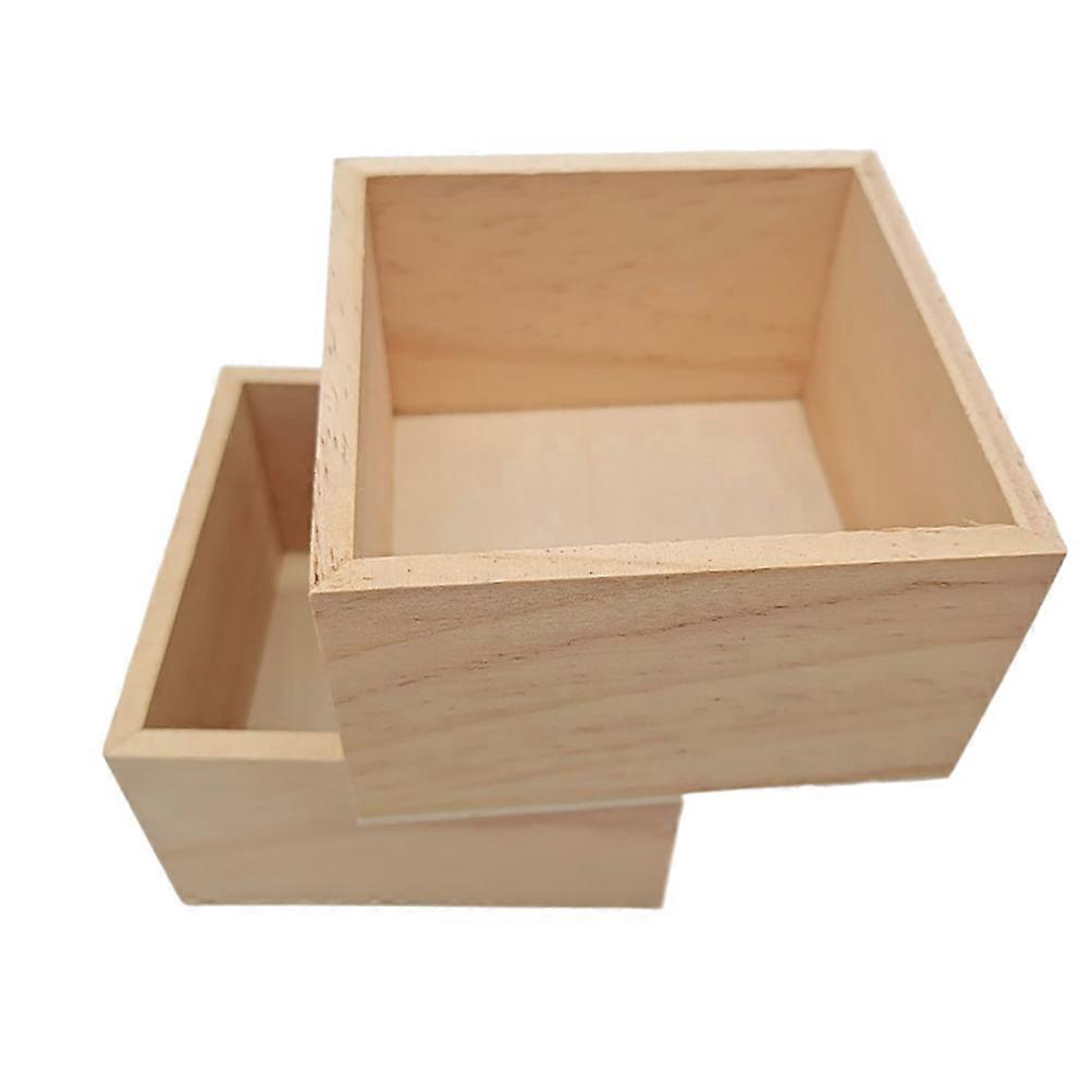 2Pcs Simple Vintage Wooden Storage Boxes Home Gift Packing Boxes