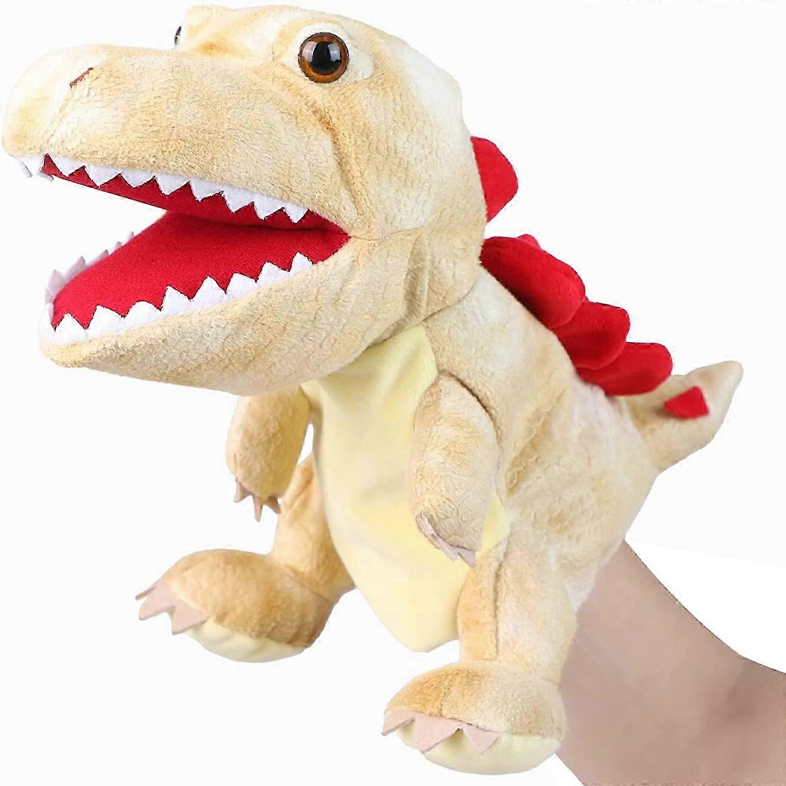 Plush Dinosaur Hand Puppet with Open Movable Mouth for Imaginative Play, Role Play, Interactive Toy Birthday Gift for Kids
