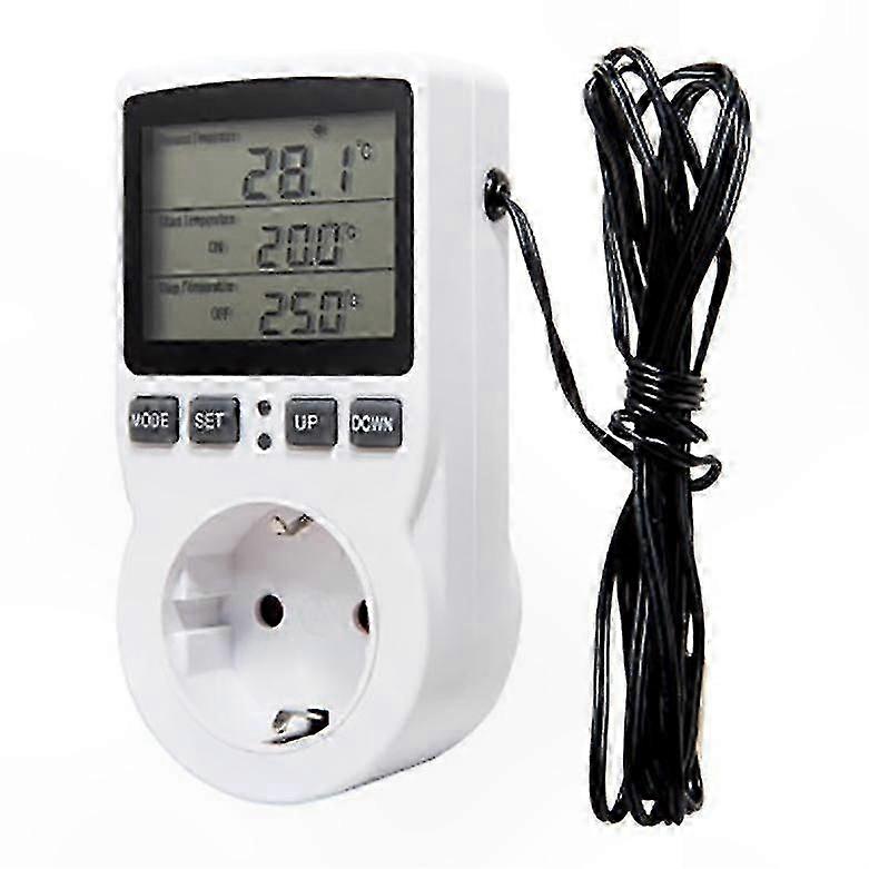 EU Plug Digital Thermostat Socket with Timer and Temperature Sensor for Heating Cooling Control