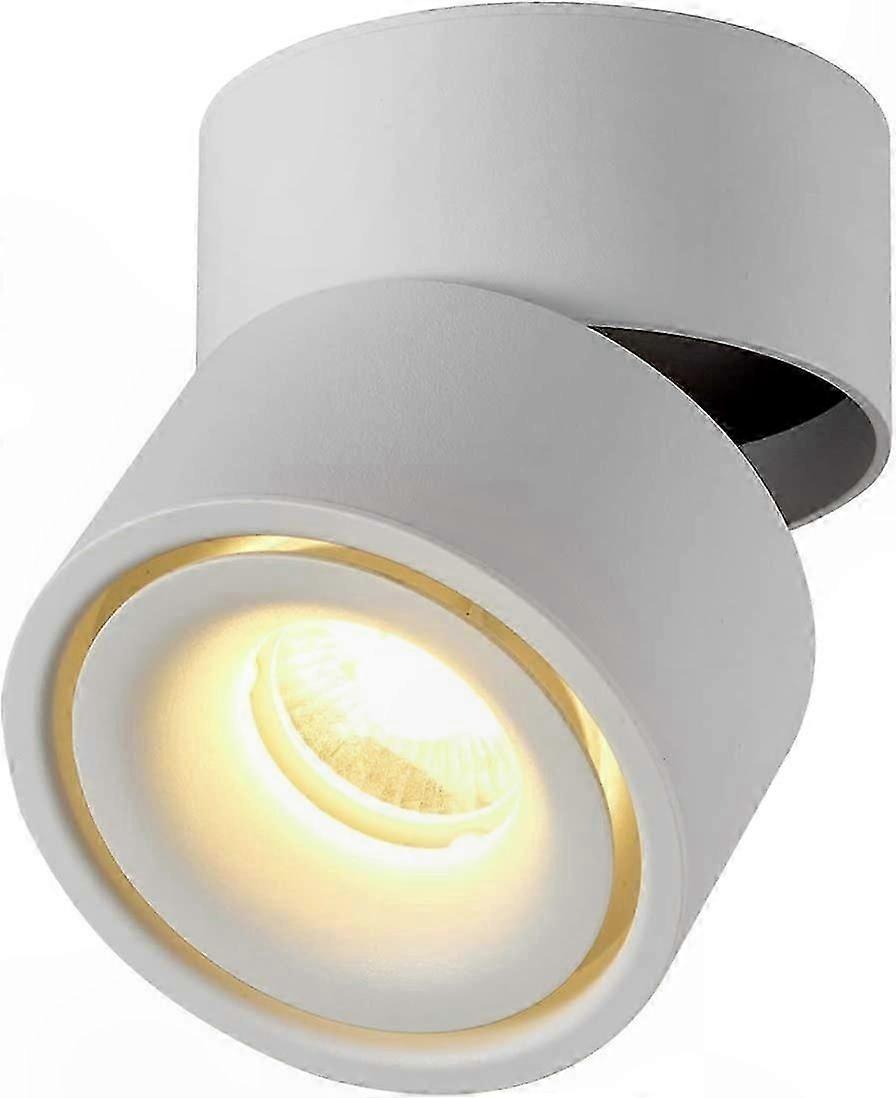 Adjustable 10W LED Floodlight, 360 Rotating Ceiling Lamp, COB Surface Lighting, 10x10cm Aluminum Wall Light, Warm White 3000K