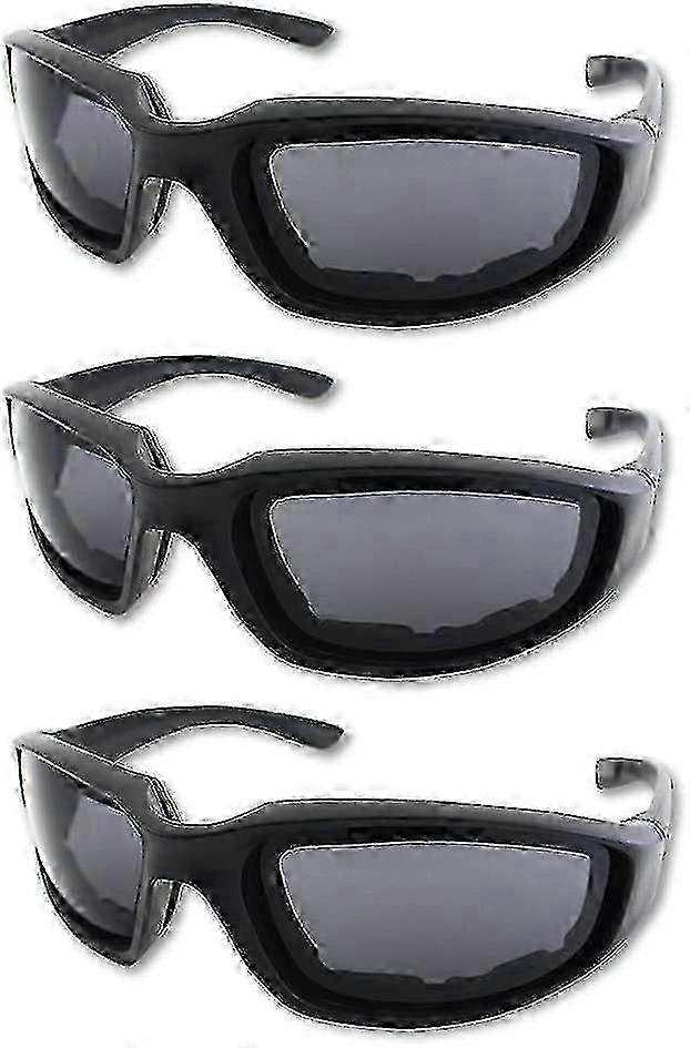 Motorcycle Riding Glasses 3 Pack UV Protection Dustproof Windproof Goggles with Comfortable Padding