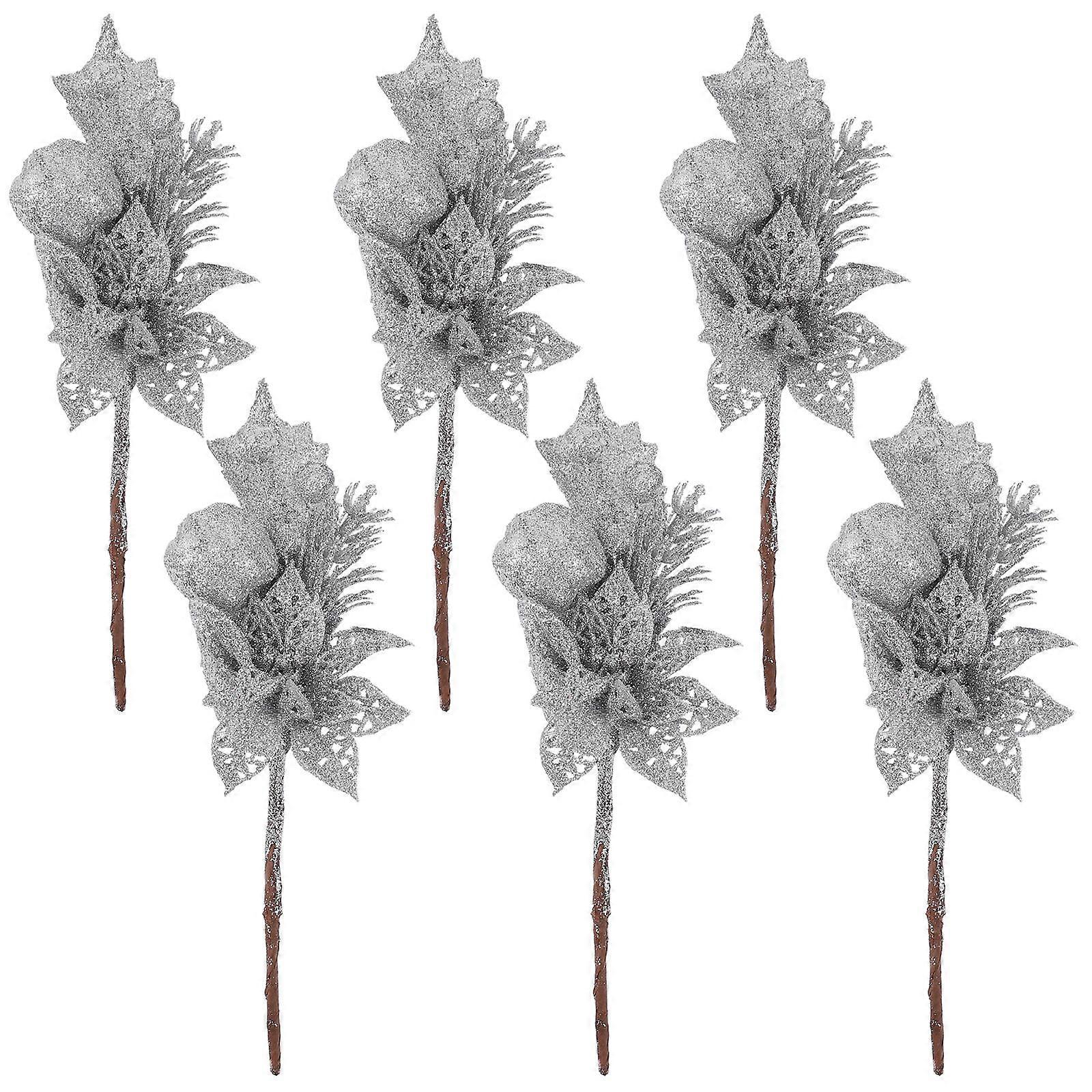 Embellish Christmas Tree 6Pcs Holiday Decorations Using Simulation Design Leaves Props For Various Occasions 23x12cm