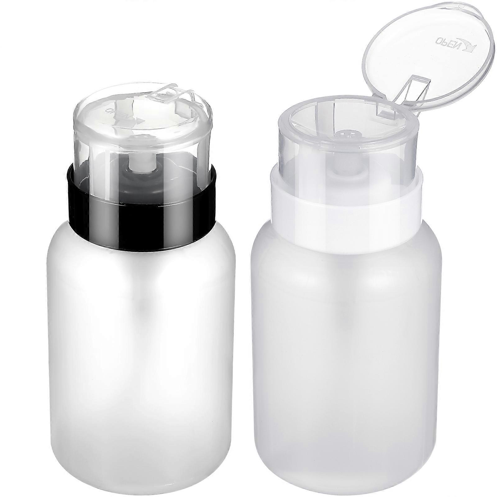 Nail Pump Dispenser 2 Pcs For Makeup Remover Liquid Push Down Bottles Assorted Color Suitable For Home Use Travel And Nail Salon