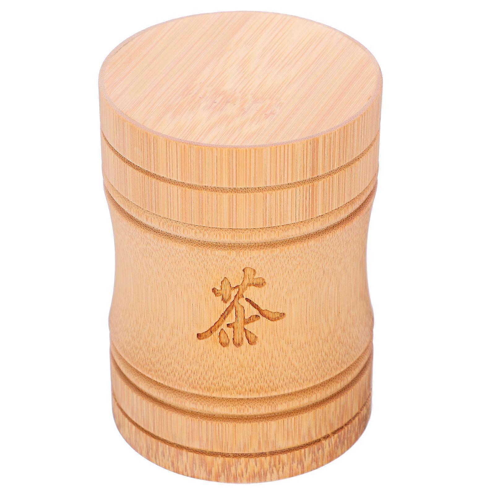 Sealed Bamboo Loose Tea Jar Round Food Container For Colleagues With Lid 1Set
