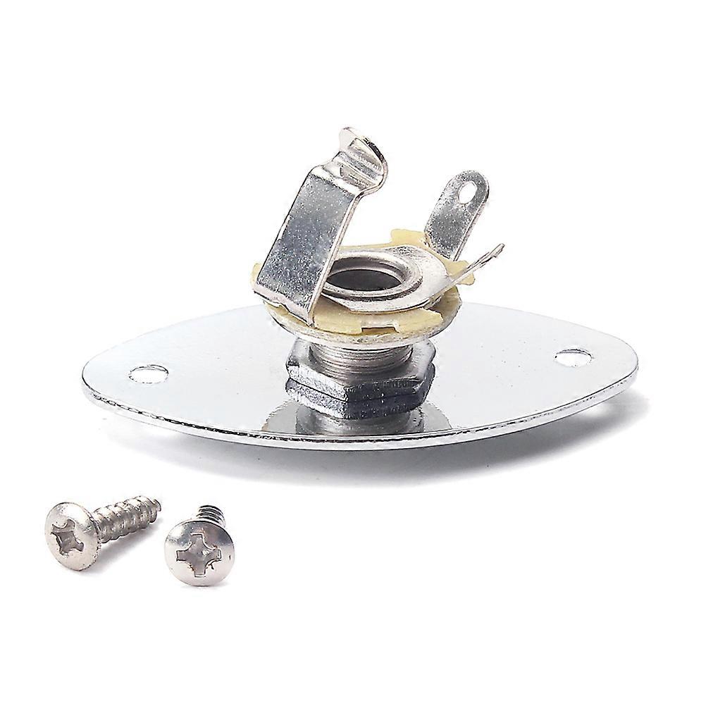 Guitar Mount Socket Musically Elliptical Output Jack Plate For Electric Bass Guitar 4.8 X 2.6 X 2.7Cm Mono Output 1Pack