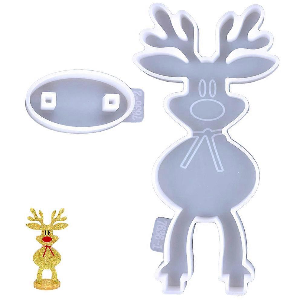 قالب سيليكون DIY لراتنج عيد الميلاد الغزلان شكل لوازم الحرف اليدوية 16.2x8.3 سم زخرفة سطح المكتب 1 مجموعة