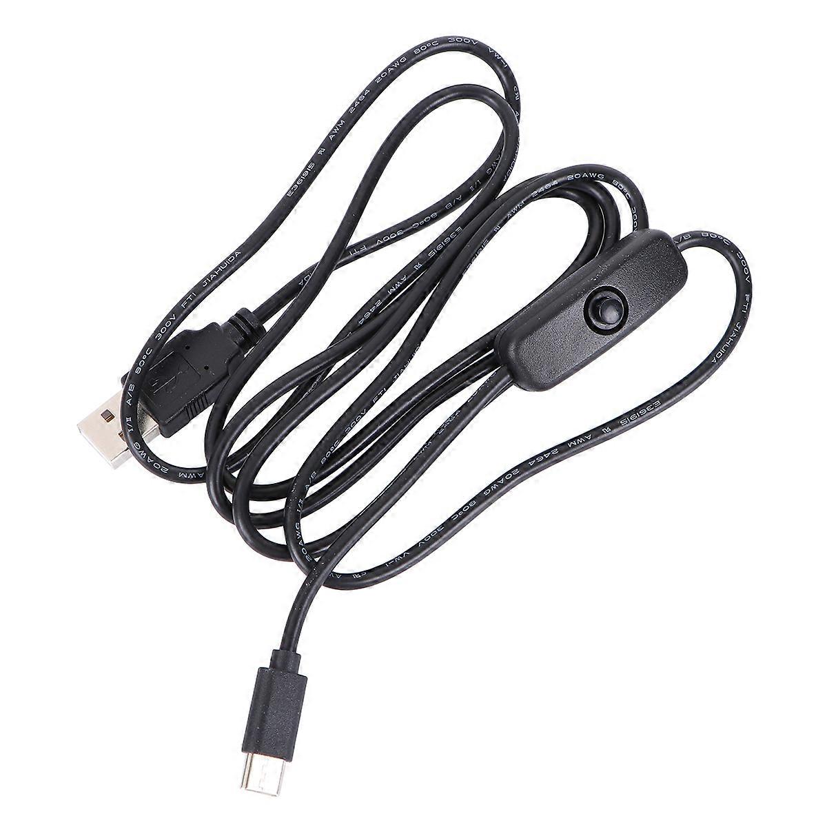 2Pack USB Type- Cable Suitable For Developers Power Supply With ON/OFF Switch Functionality In Black