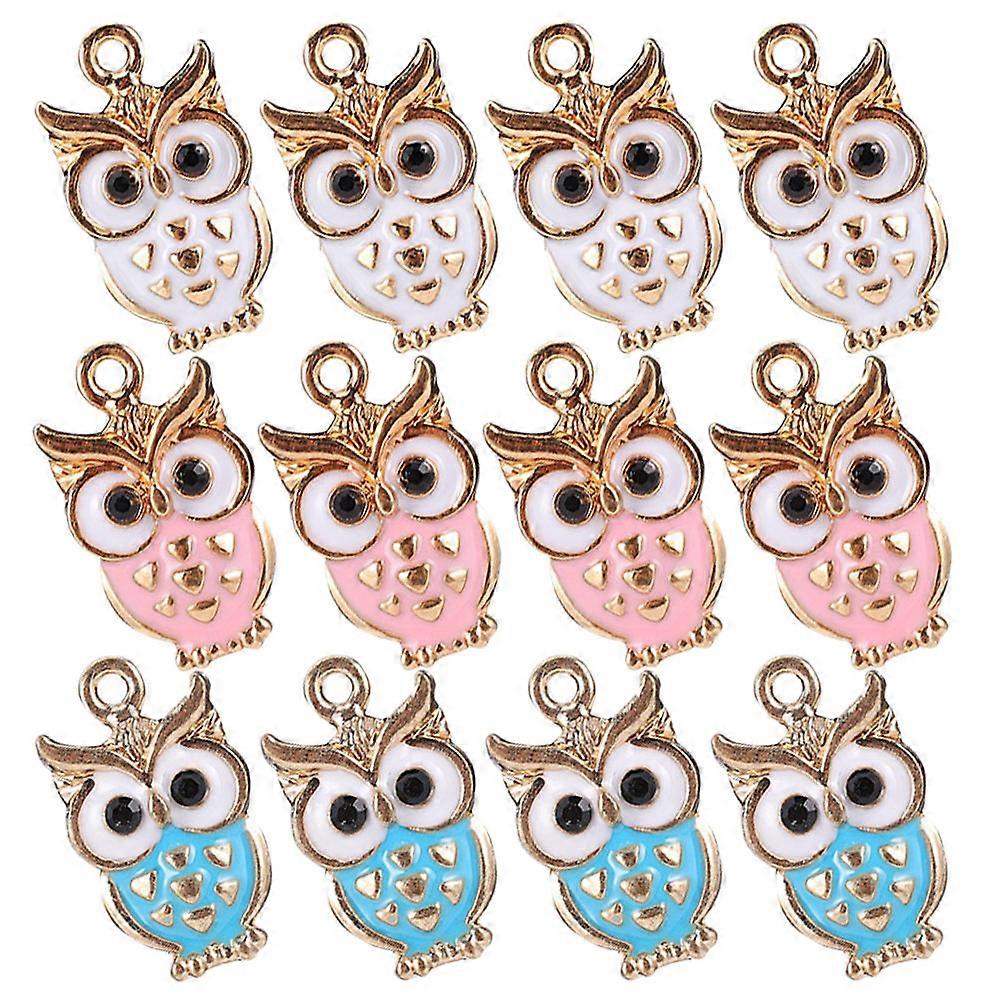 Assorted Color Owl Enamel Charms Pendant for Jewelry Making 30Pcs Set