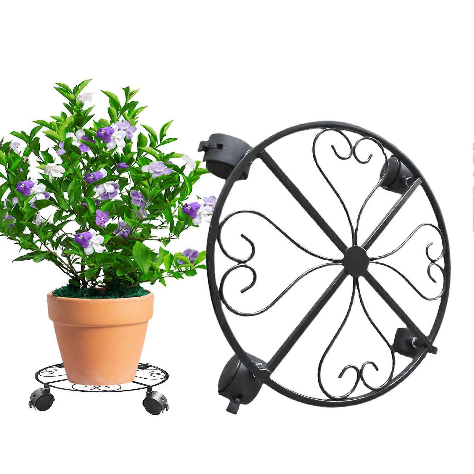 Rolling plant stand with wheels, sturdy mobile locking holder for tray, outdoor, garden