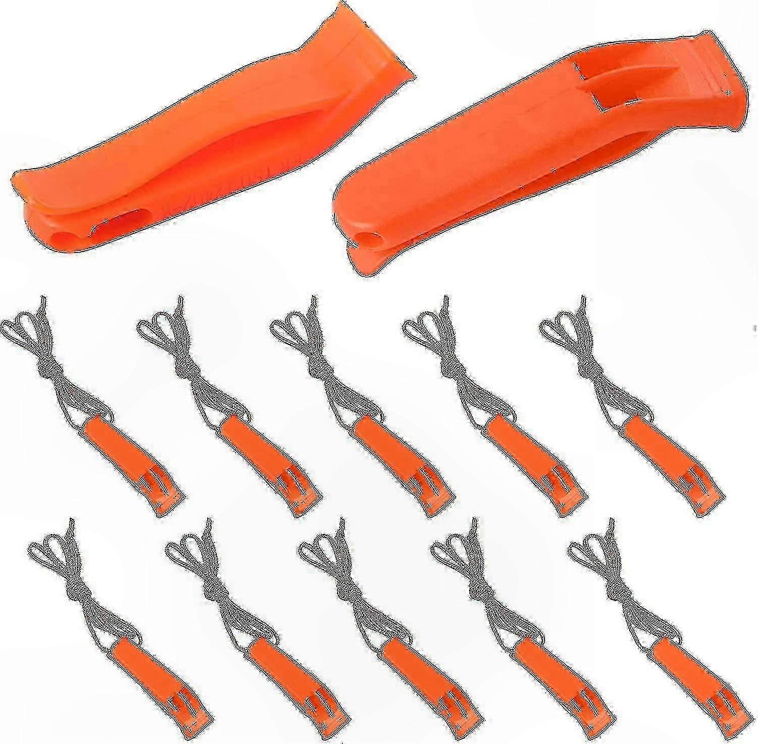 10 Pack Plastic Safety Whistles with Lanyards for Emergency Use