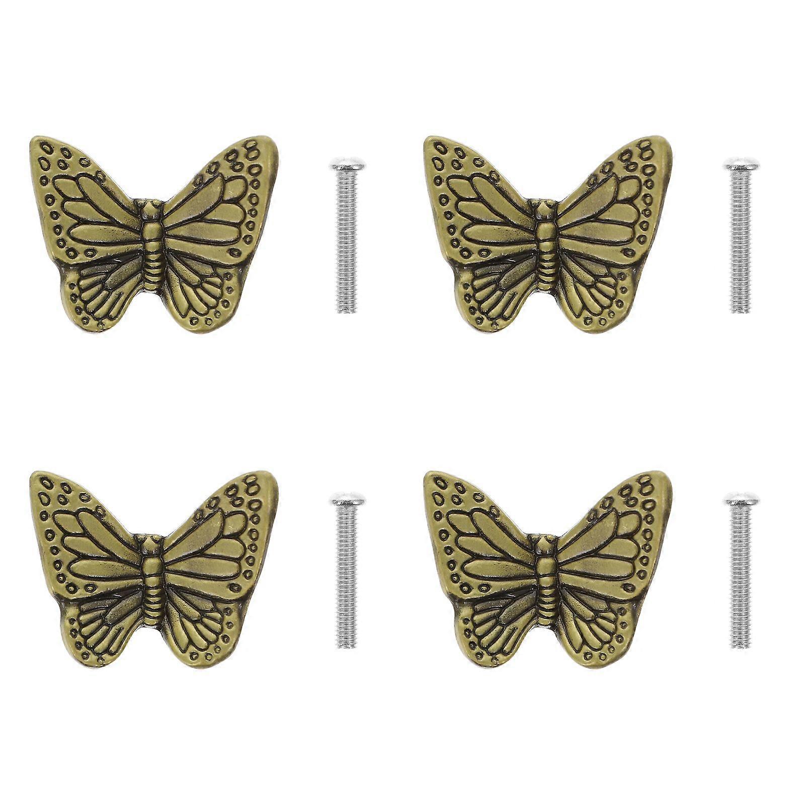 4Pcs Butterflies Cupboard Door Knobs Vintage Door Handles Decorative Handles