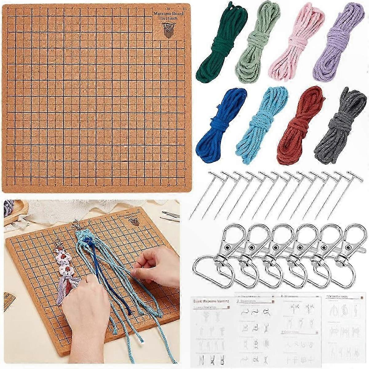 Macrame Crafting Kit with Board, Pins, Threads, Clasps, and Instructions for Beginners