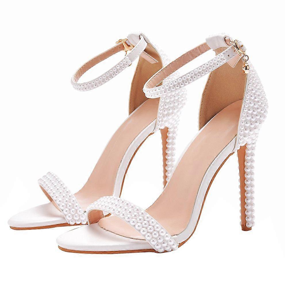 1 Pair Pointed Open Toe Heel Full Pearls Stilettos Heel Wedding High Heel Sandal