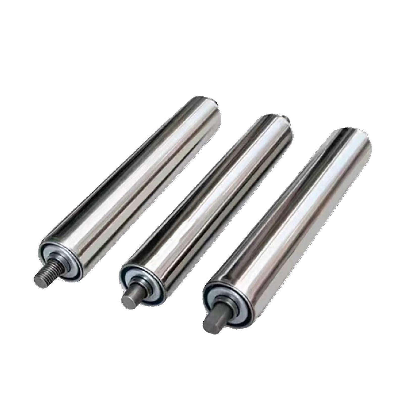 3-Piece Stainless Steel Roller Conveyor Set, Non-Motorized Tubes for Industrial Storage, Silver 3.8x19 cm