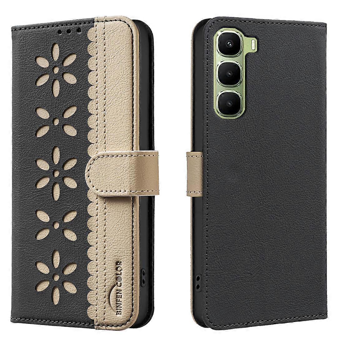Compatible For Infinix Hot 60 Pro 4G Leather Case BINFEN COLOR BF36 Floral Pattern Phone Cover RFID Wallet Stand