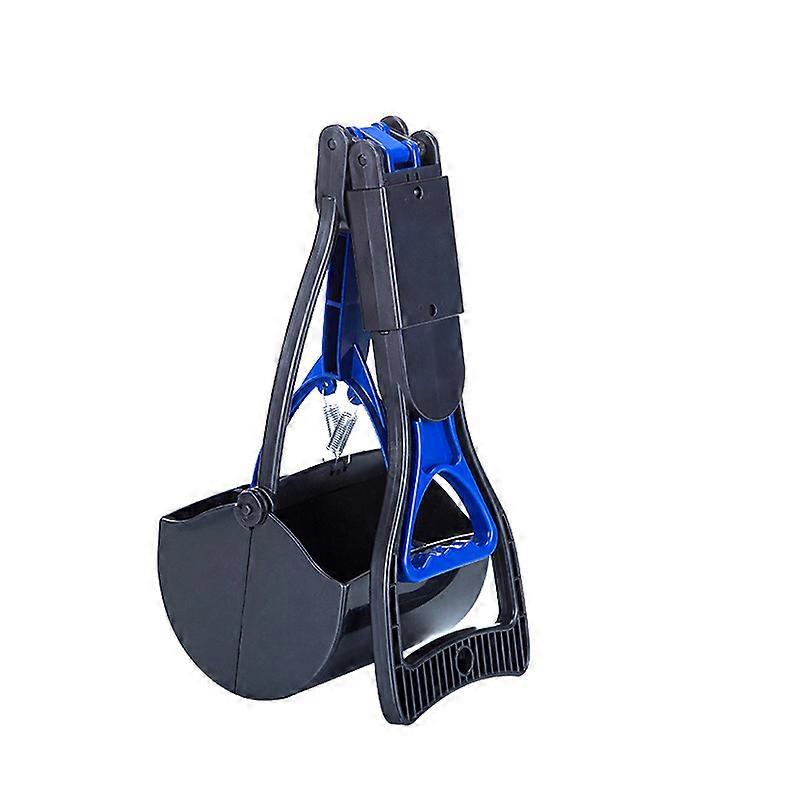 Portable Pet Pooper Scooper Set , 45cm Long Handle Foldable Pooper Scooper for Grass, Dog Poop Scooper for Dogs and Cats (Blue)