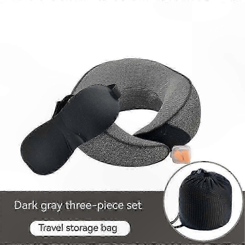Memory Foam Neck Pillow with 3D Eye Mask and Ear Plugs for Travel