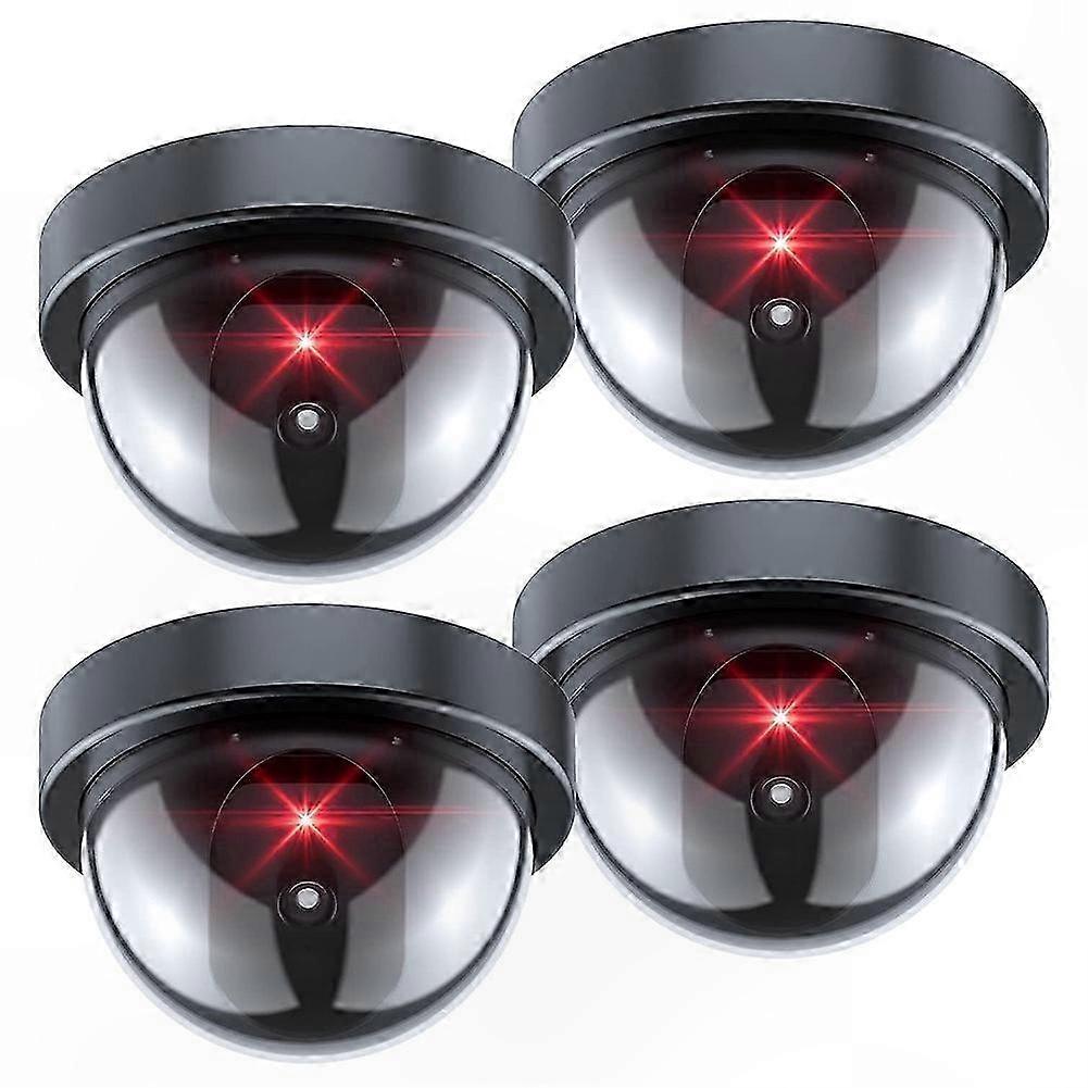 Caméra factice réaliste avec lumière LED rouge, pack de 4 leurres de surveillance sans fil pour une utilisation domestique et extérieure