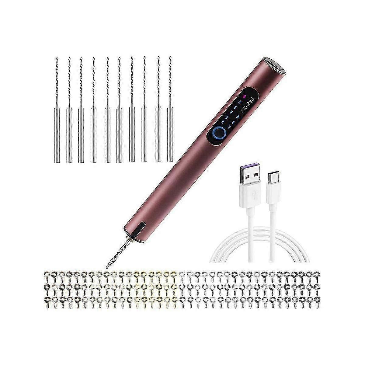 Drill Pin Vise,electric Hand Drill Integrated Led-light,with Drill Bits Set,eye Screws,for Resin A