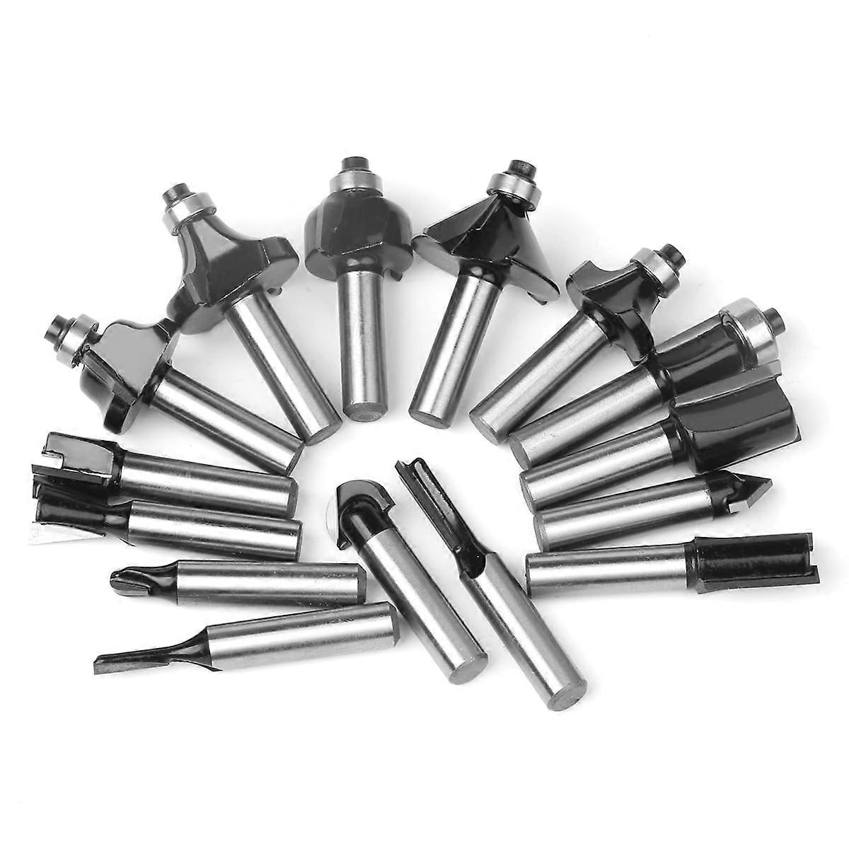 15 Pieces 8 mm Shank Router Bit Set Trimming Straight Cutter for Wood Bits Tungsten Carbide Cutting Woodworking