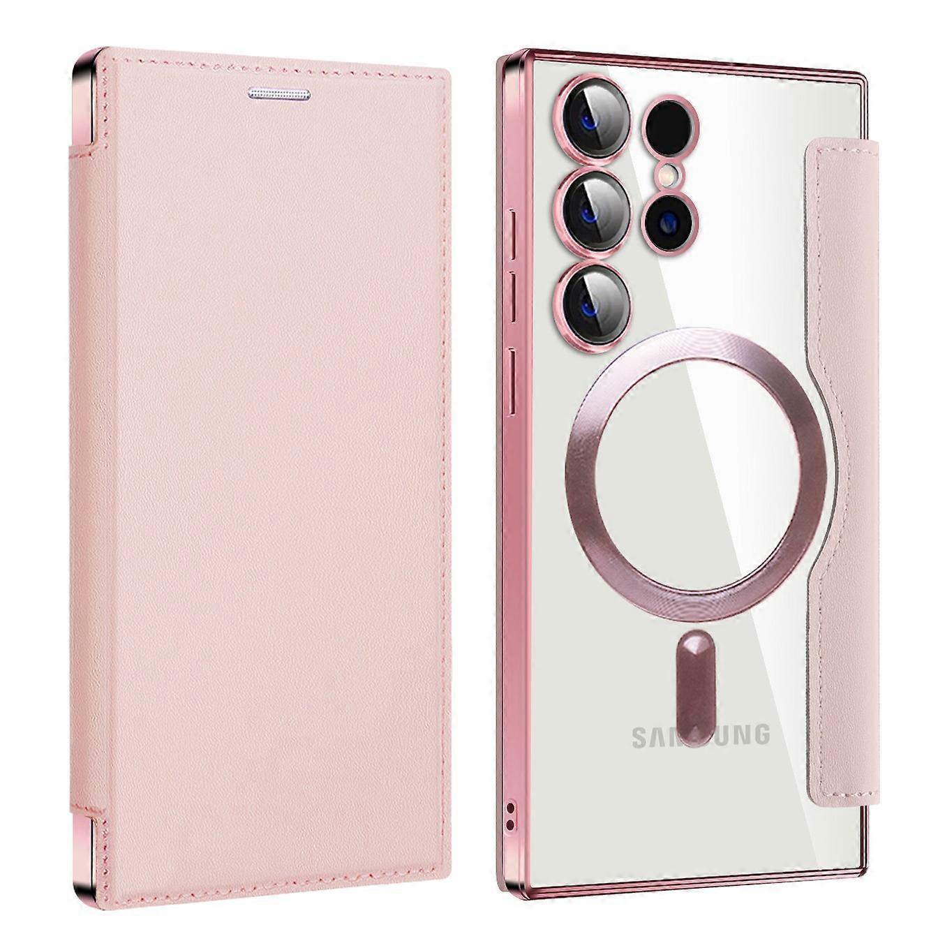 Voor Samsung Galaxy S24 Ultra Case Compatibel met MagSafe Electroplating RFID Blokkerende Clear Phone C